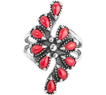 American West Red Coral Cluster Ring - J377810