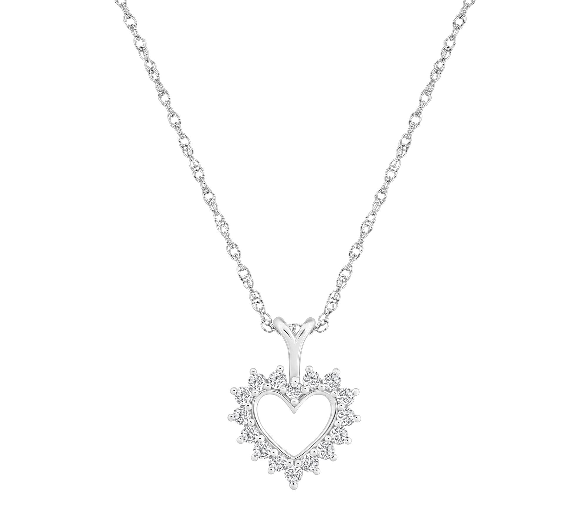 Affinity 0.25 cttw Diamond Halo Heart Pendant w / Chain, 14K