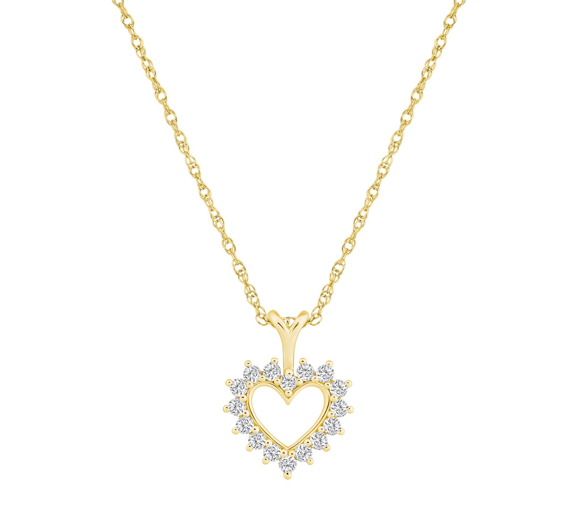 Affinity 0.25 cttw Diamond Halo Heart Pendant w / Chain, 14K