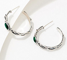  Or Paz Sterling Silver Gemstone Hoop Earrings - J396110