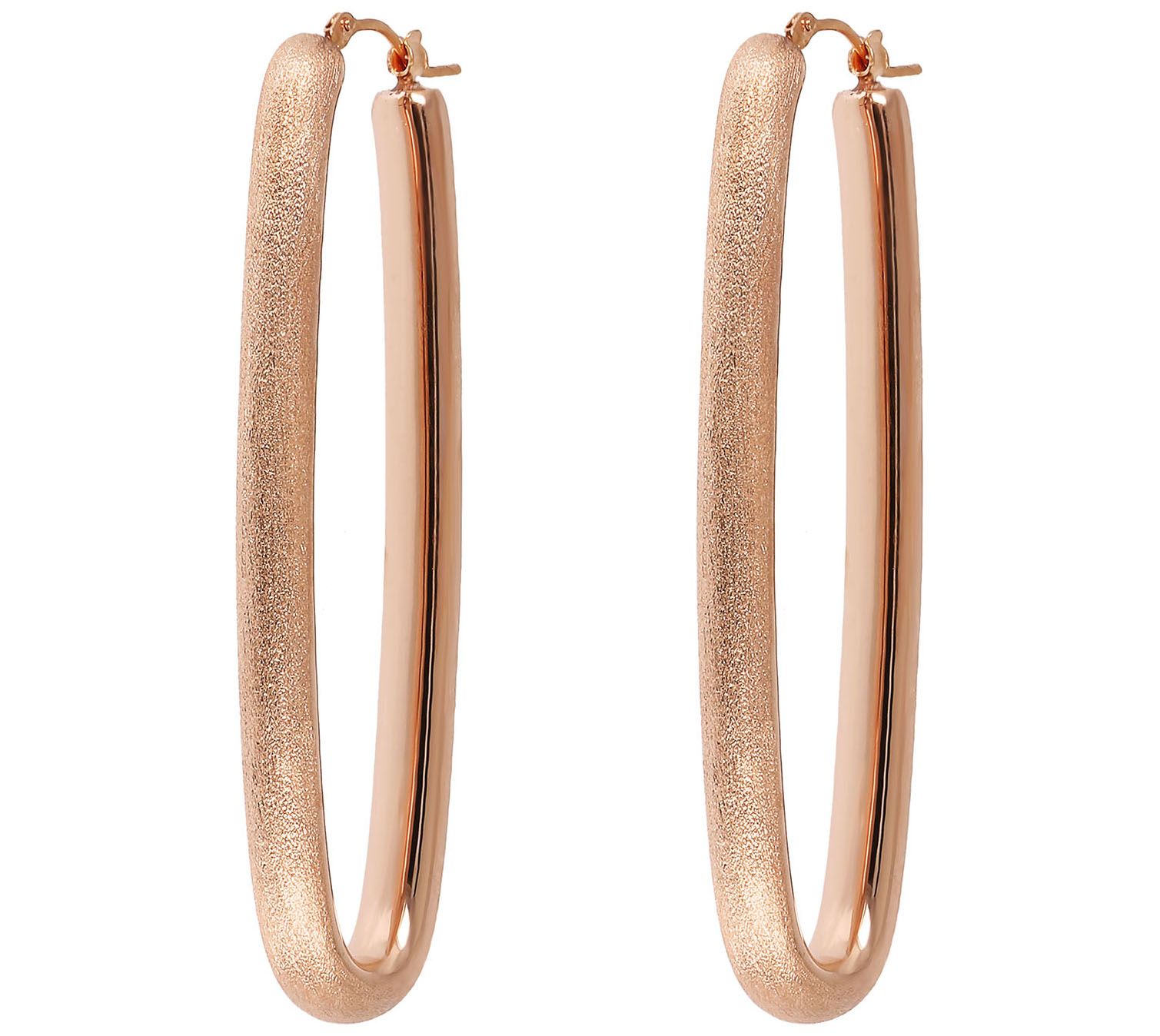 BellaOro 2-1/2" Elongated Hoop Earrings, 14K O er Resin