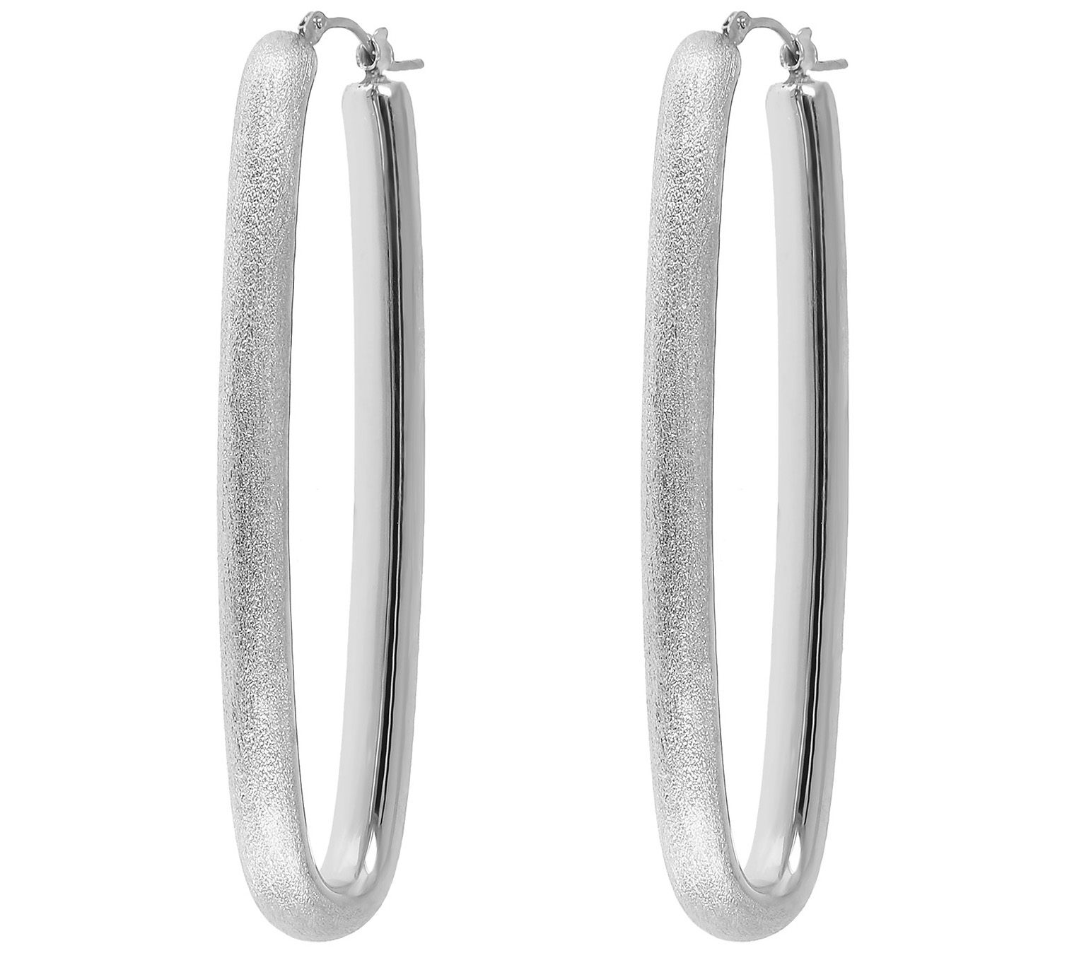 BellaOro 2-1/2 " Elongated Hoo p Earrings, 14K Gold Over Resi x