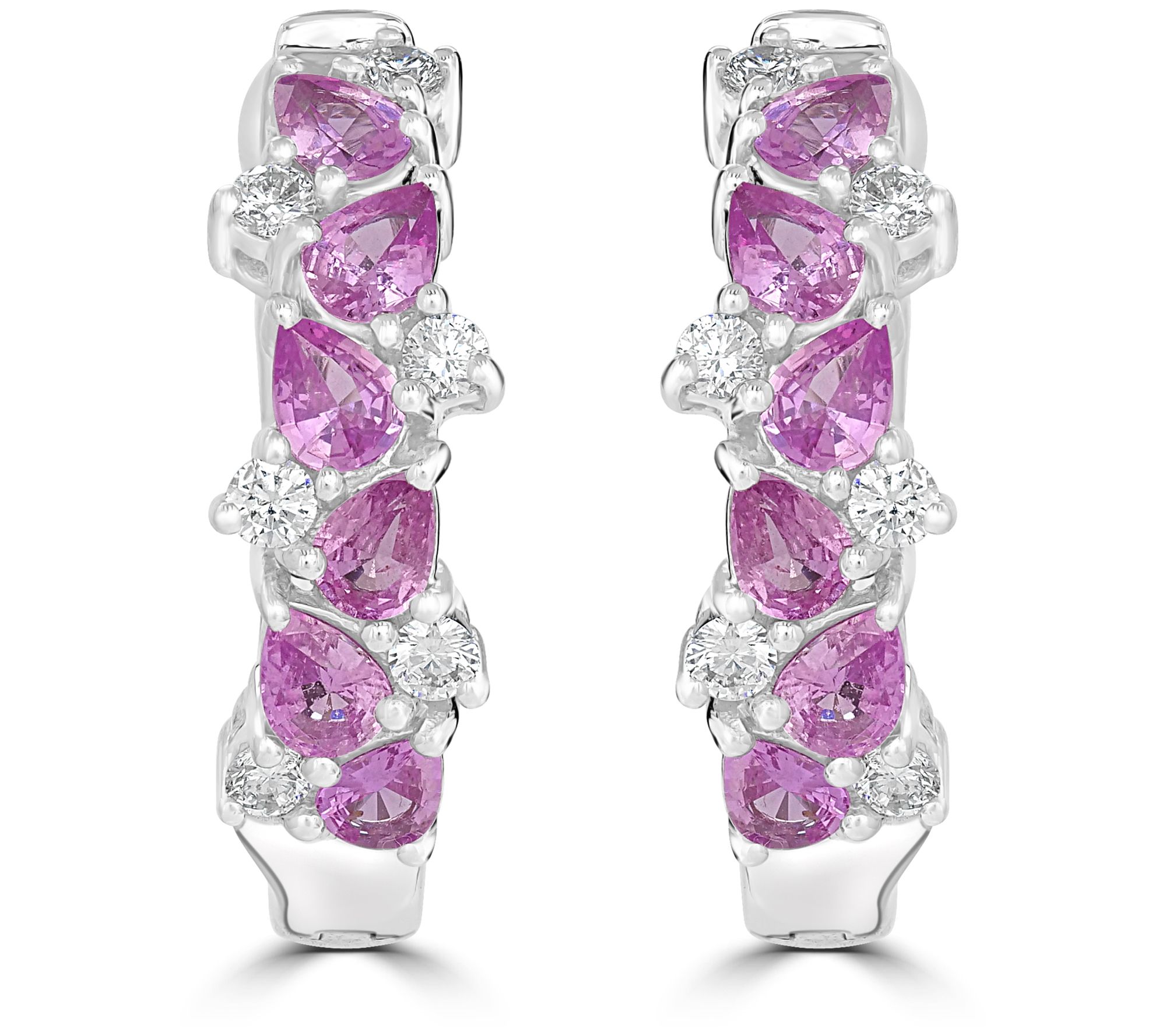 14K Gold 1.95 cttw Sapphire & 0.40 cttw Diamon d Hoop Earrings