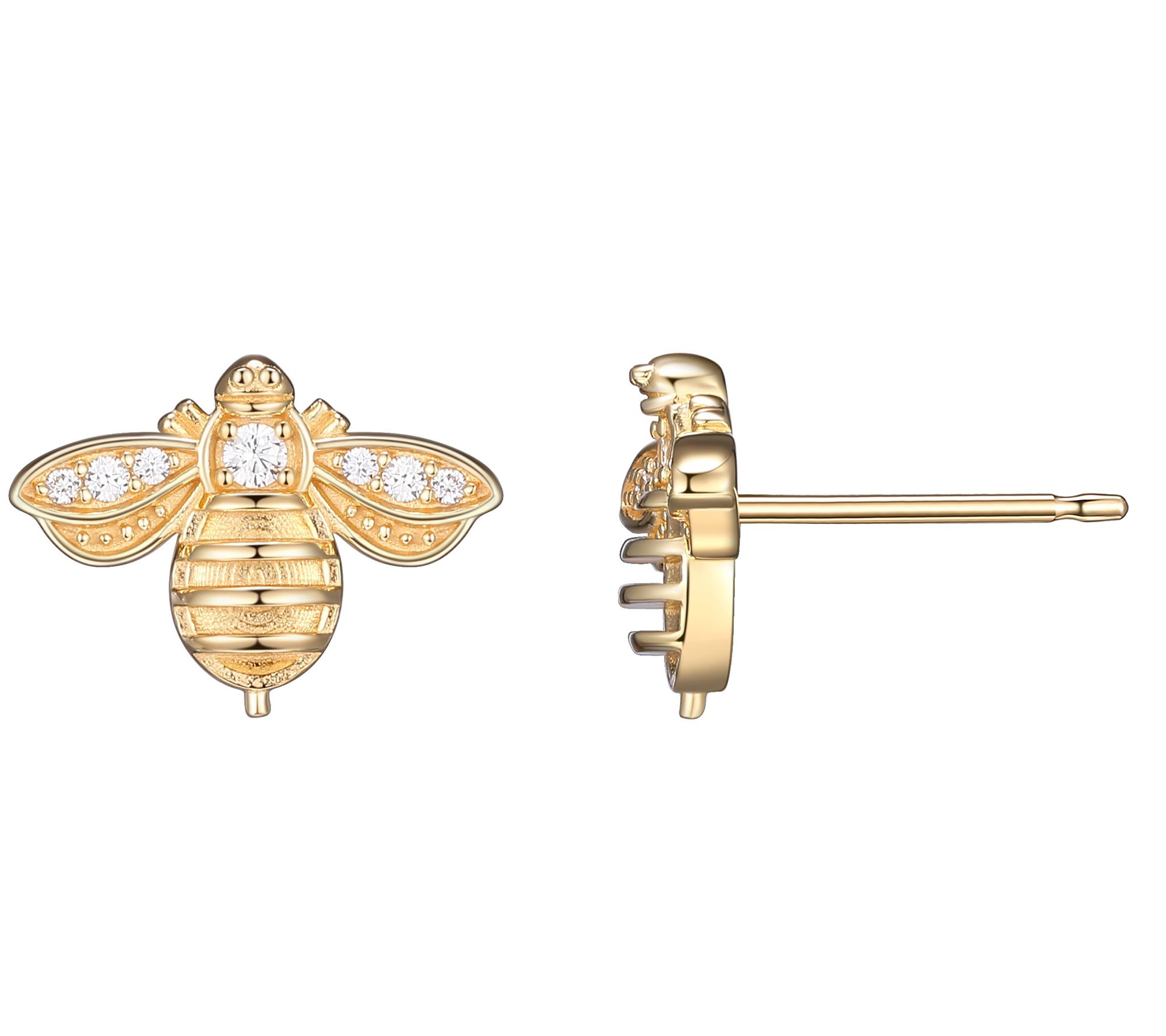 Diamonique 0.20 cttw Bee Stud Earrings, 18K Gol d Clad