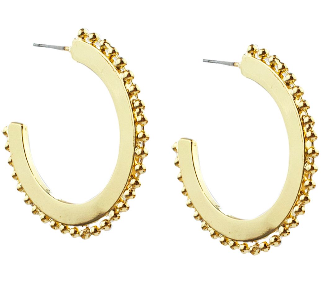 Marlyn Schiff 2" Beaded Trim Hoop Earrings