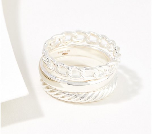 UltraFine 950 Silver Set of 3 Textured Rings