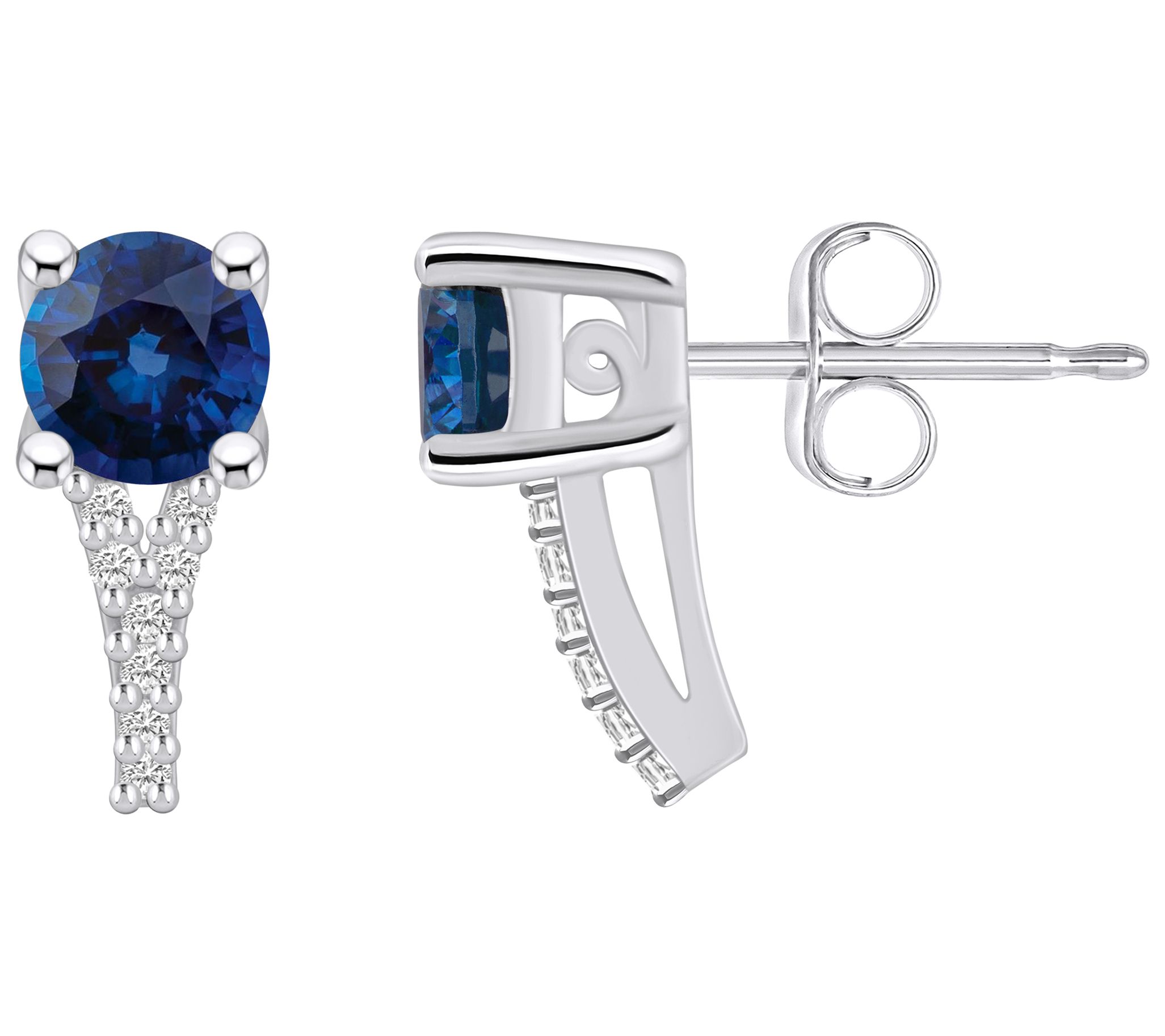 Affinity Gems 14K White Gold Gemstone Diamond Accent Studs