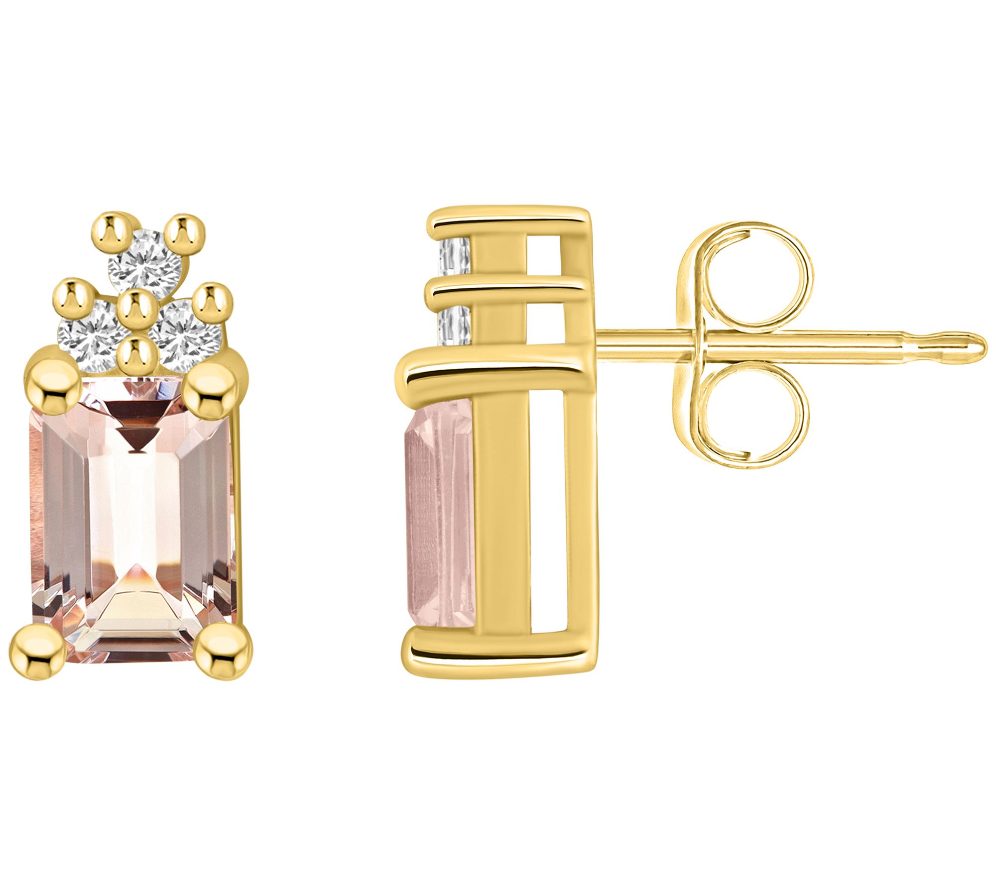 Affinity Gems 14K 1.80 cttw Morganite 0.15 cttw Diamond Studs