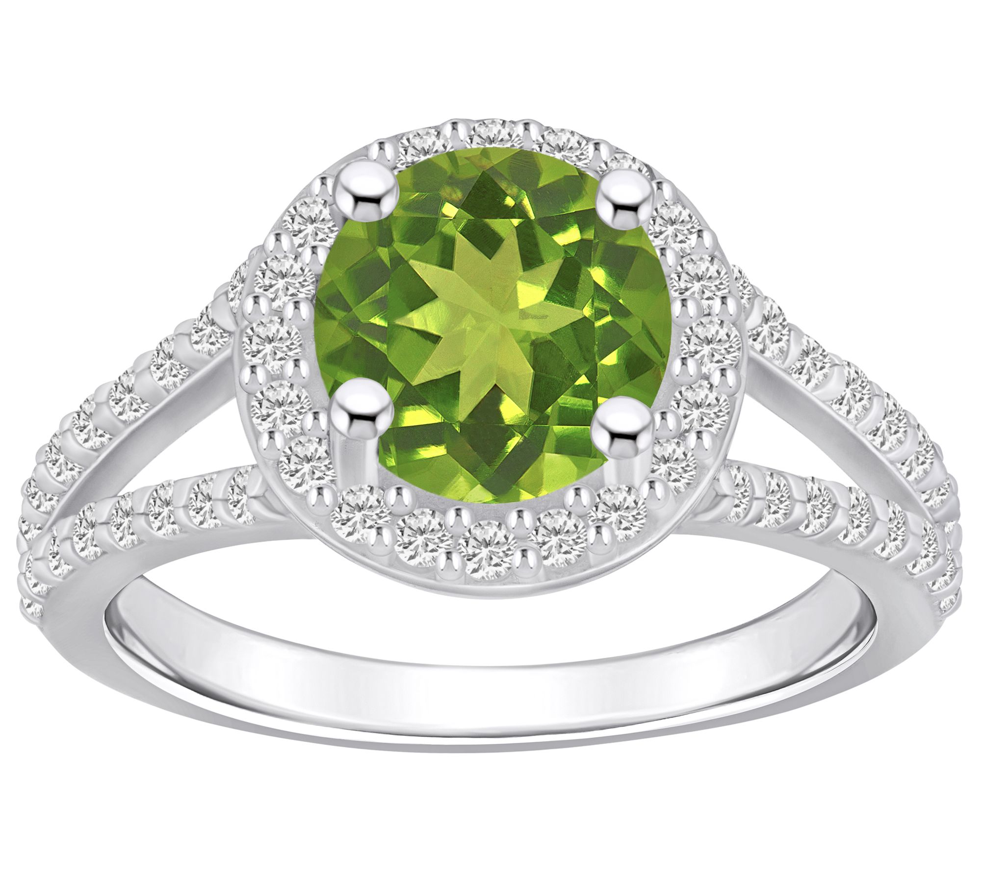 Affinity Gems Round Gemstone & Diamond Ring, 14K White Gold