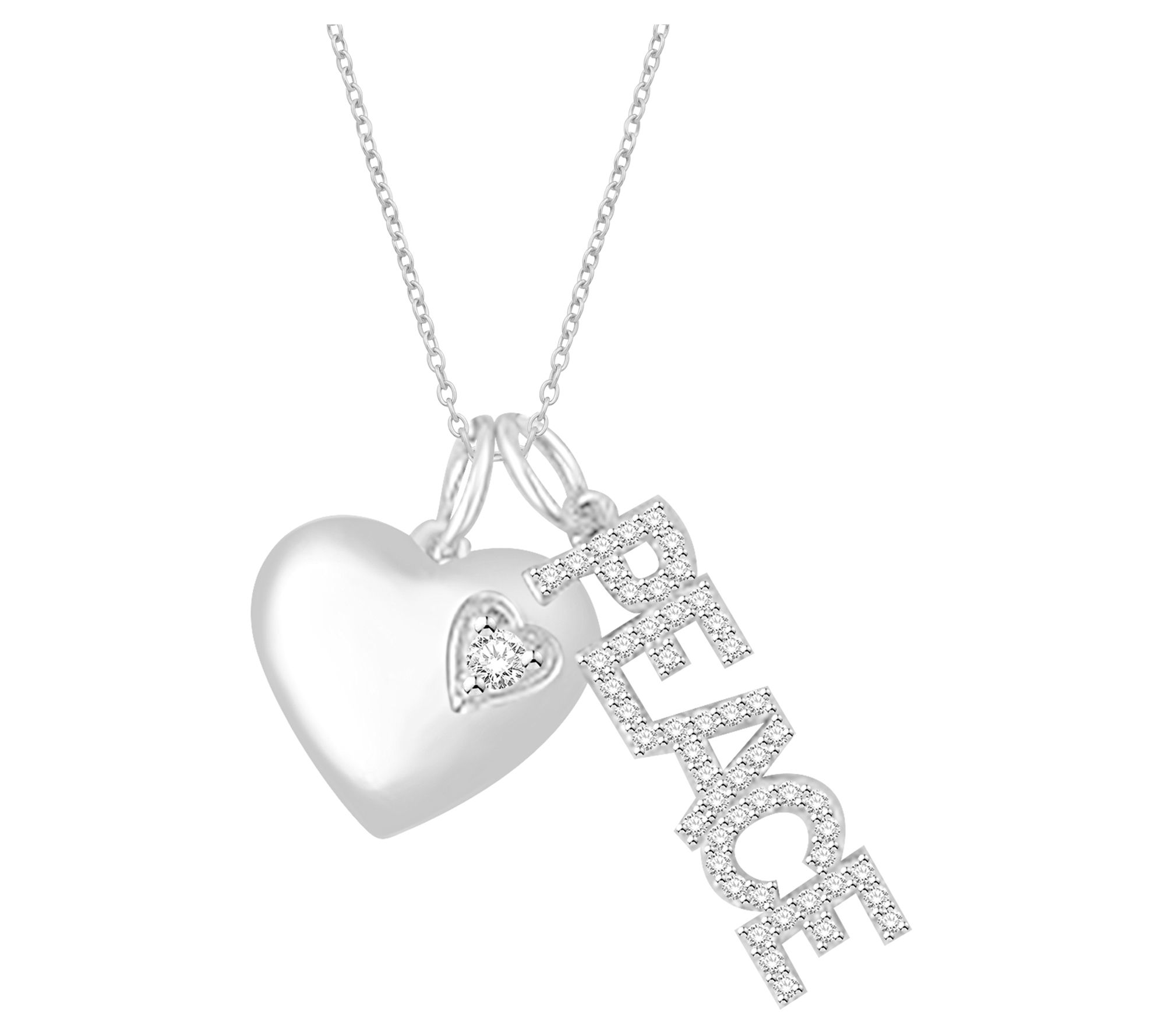 Affinity Diamonds Peace & Heart Pendants w/ Chain, Sterling