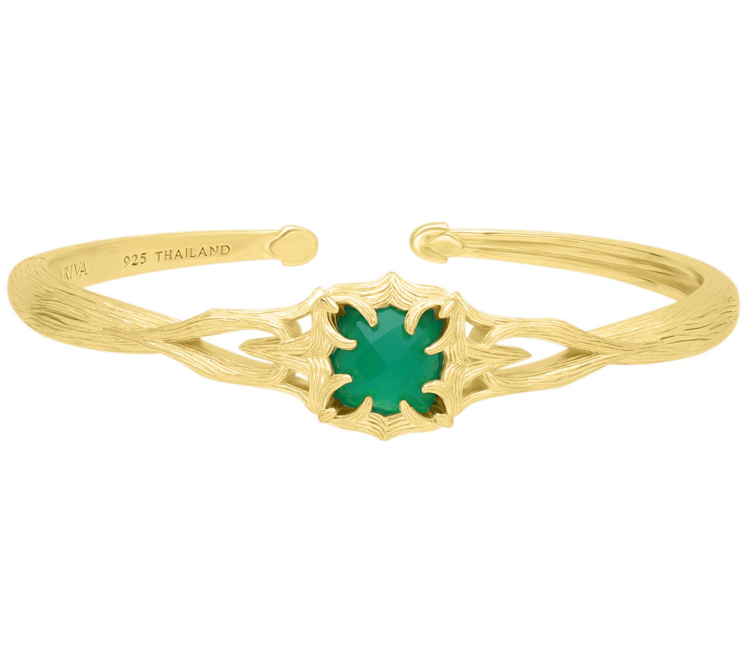 Ariva 18K Gold Clad Green Chalcedony Vine Cuff