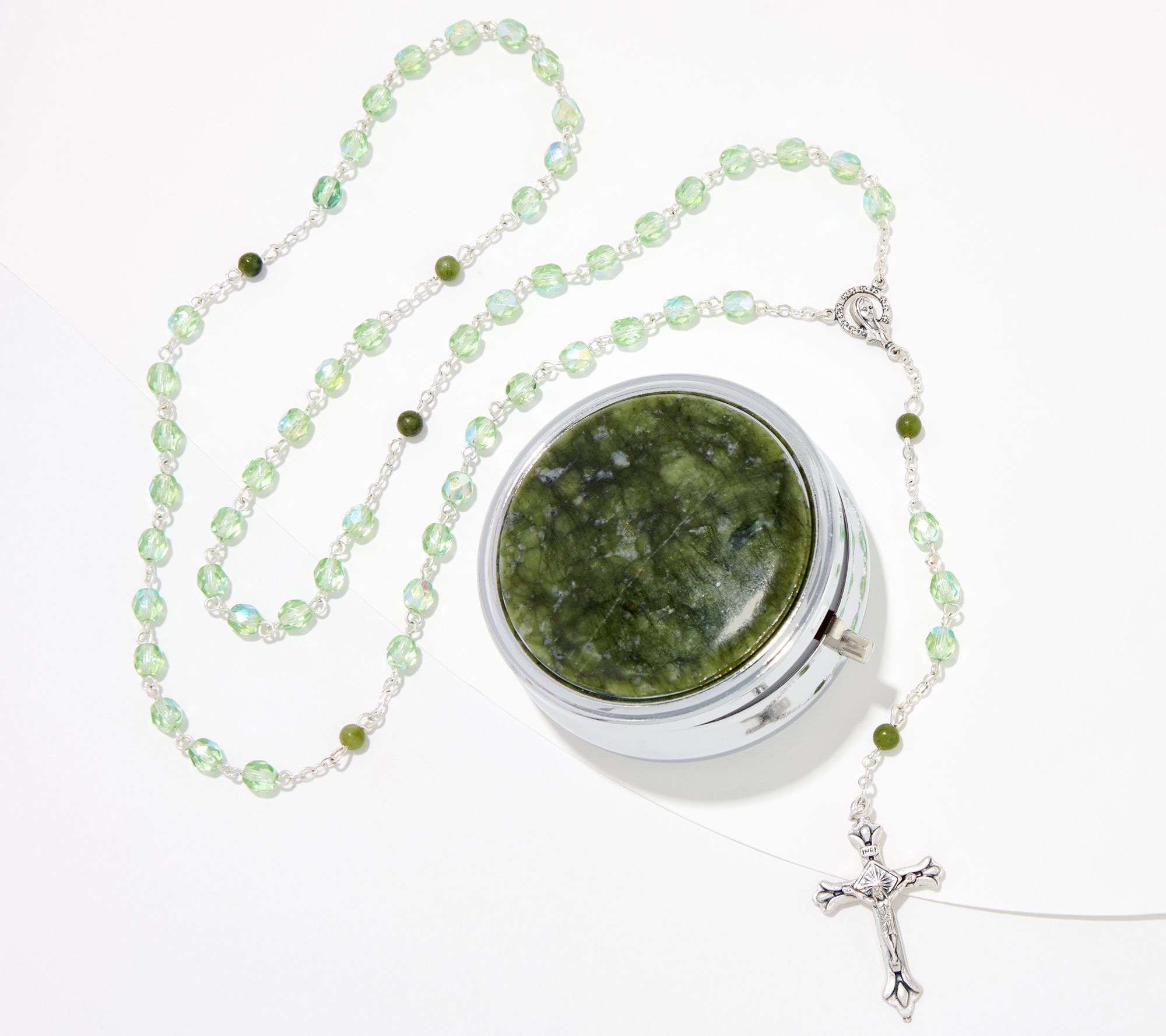"As Is" Connemara Marble Small Rosary with Keepsake Box