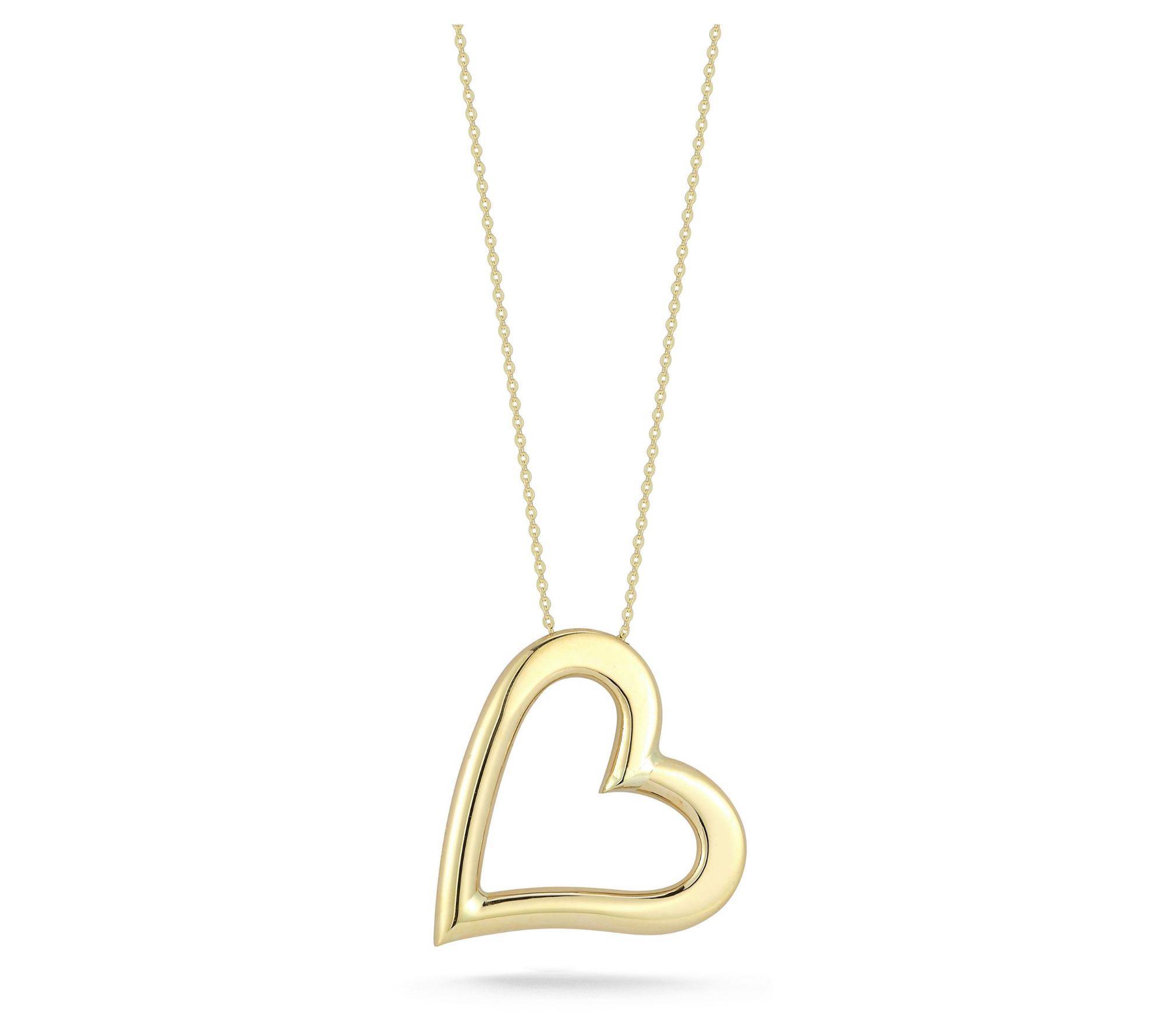 Luminosa Gold Open Heart Pendant w/ Chain, 14K