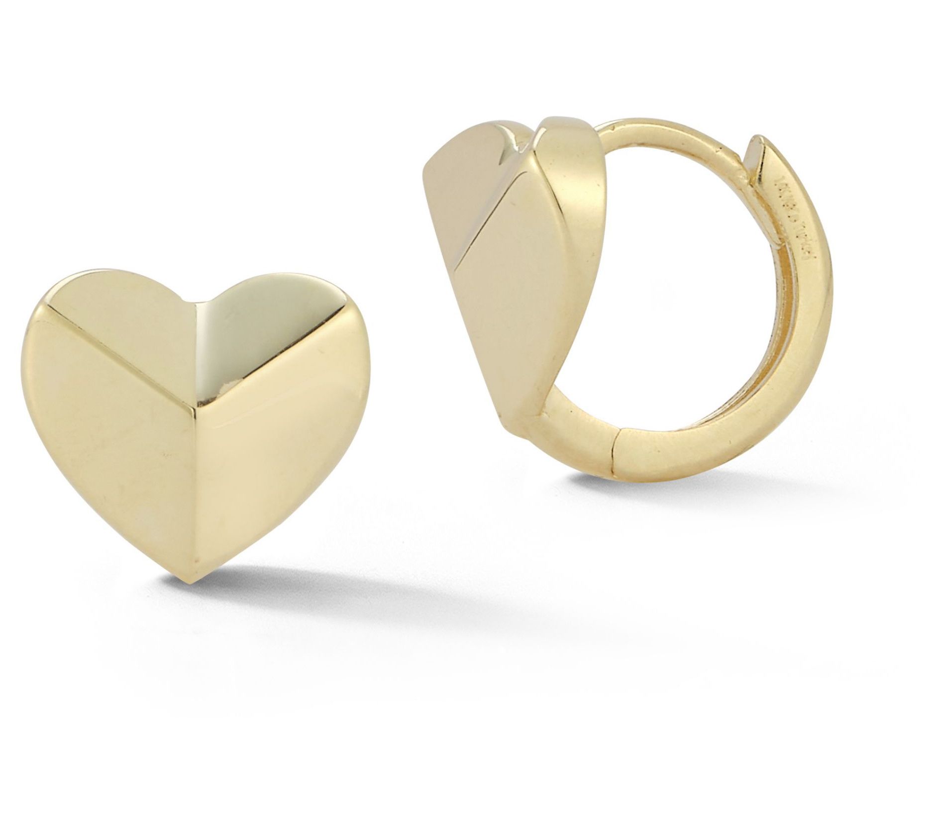Luminosa Gold Geometric Heart Huggie Hoop E arrings, 14K