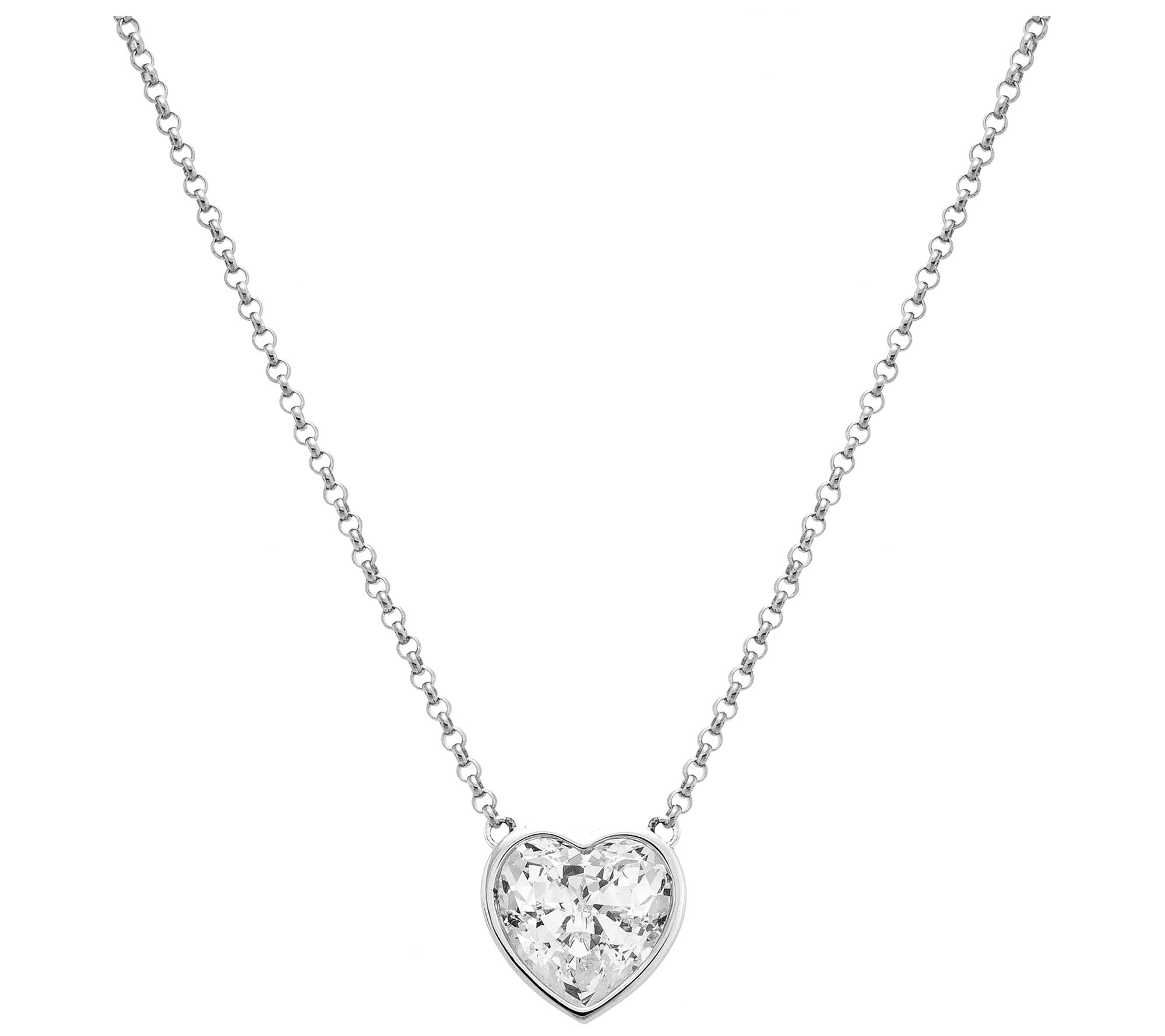 Diamonique X Jennifer Miller Heart Necklace Sterling Silver