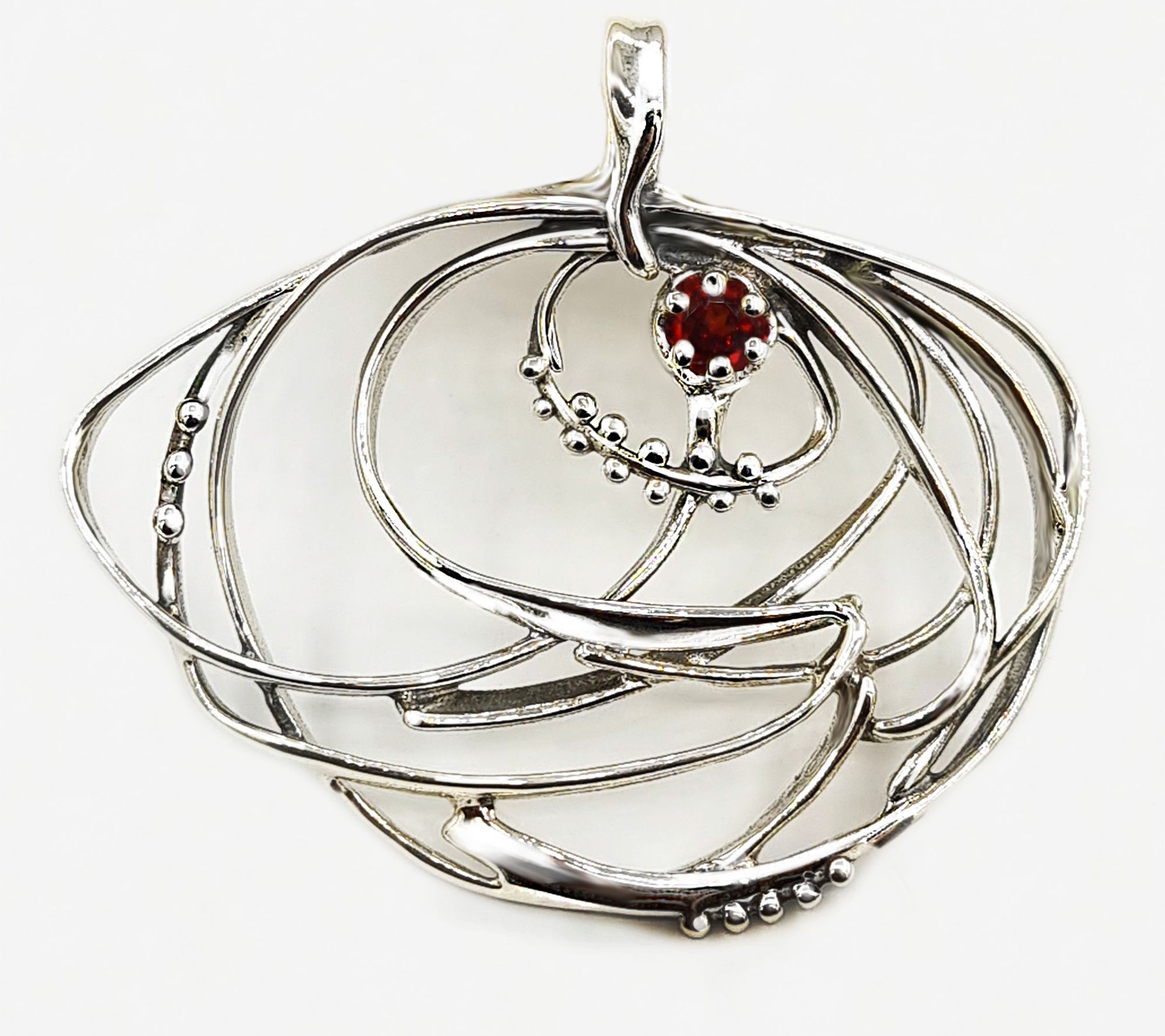 Hagit Sterling Silver Wave Whirlpool Gemstone Pendant