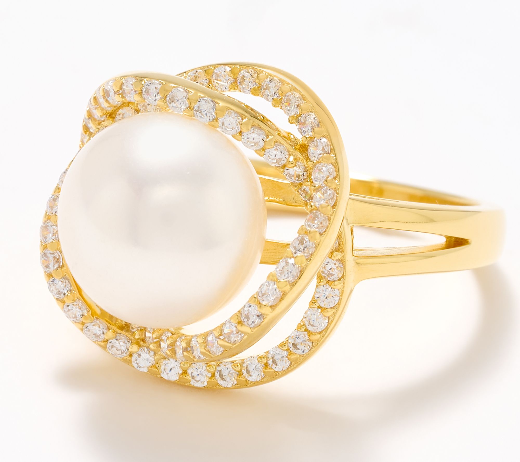 Honora Cubic Zirconia & Cultured Pearl Polished Ring, Sterling