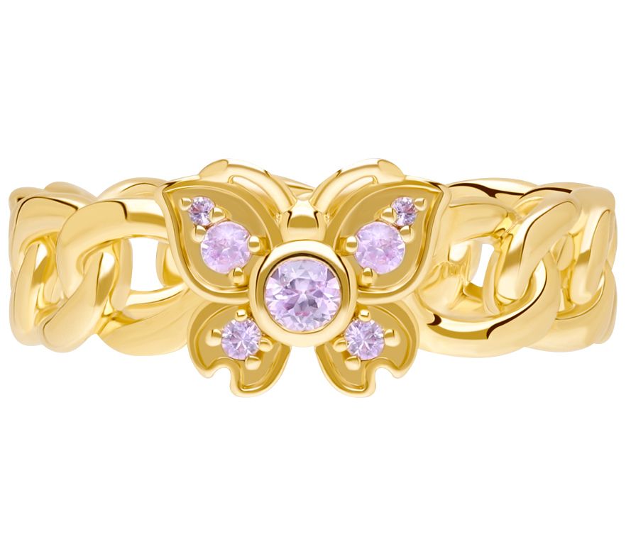 Goddaughters 14K Gold Clad Pink Sapphire Butterfly Ring