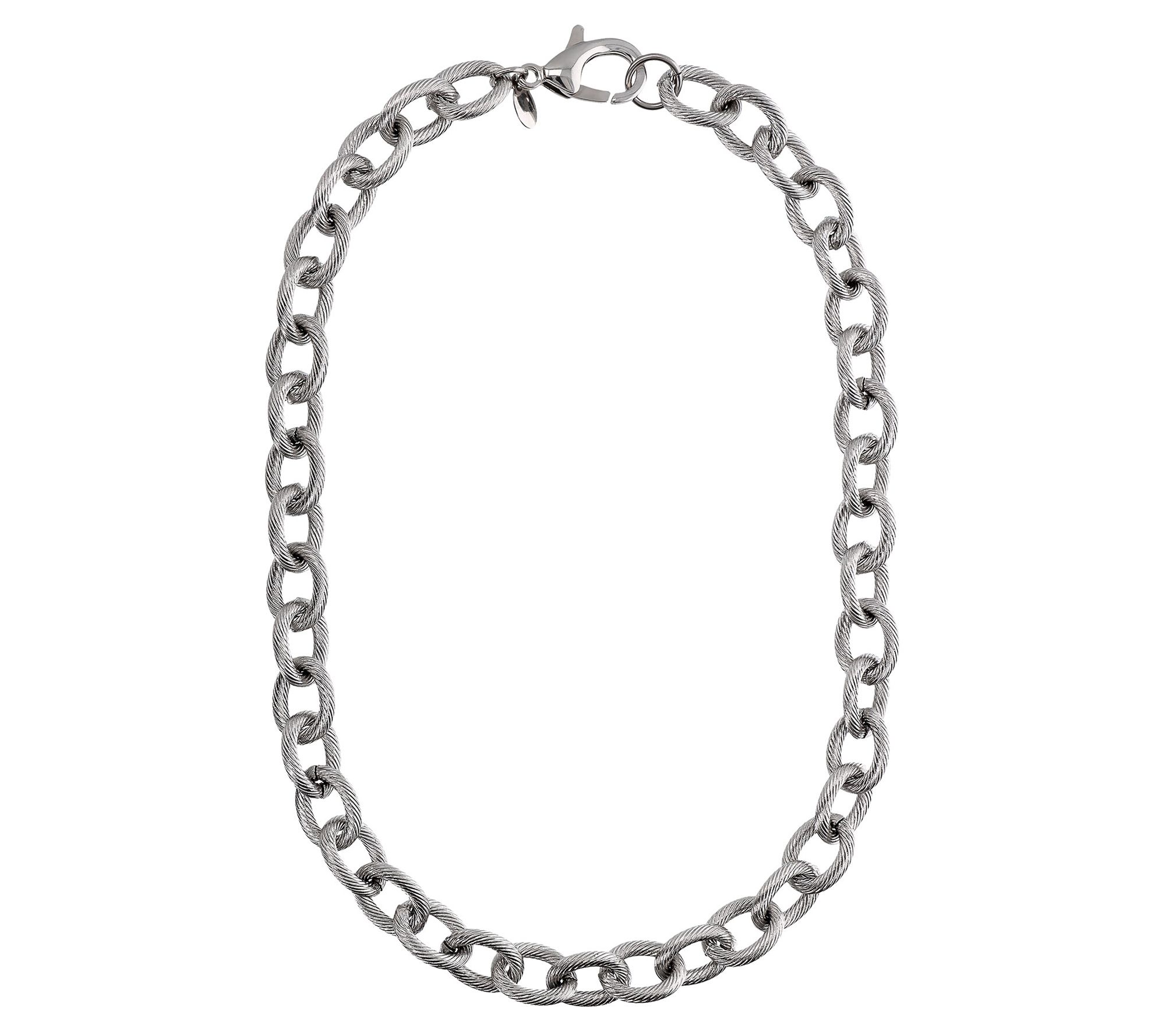 Steel by Design Bold Textured Rolo Link Necklace - QVC.com