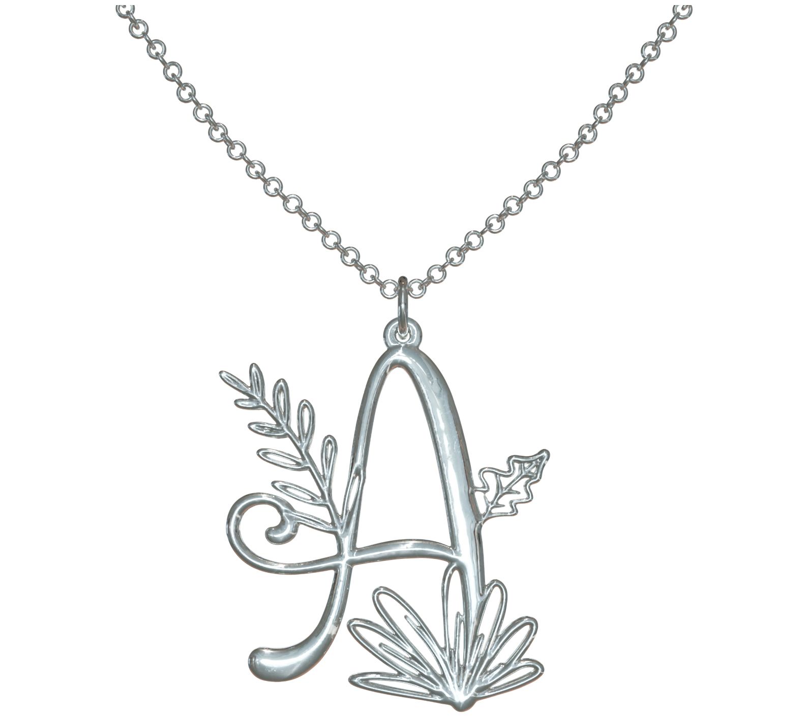 Sterling Silver Botanist Bouquet Initial Pendant w/ Chain