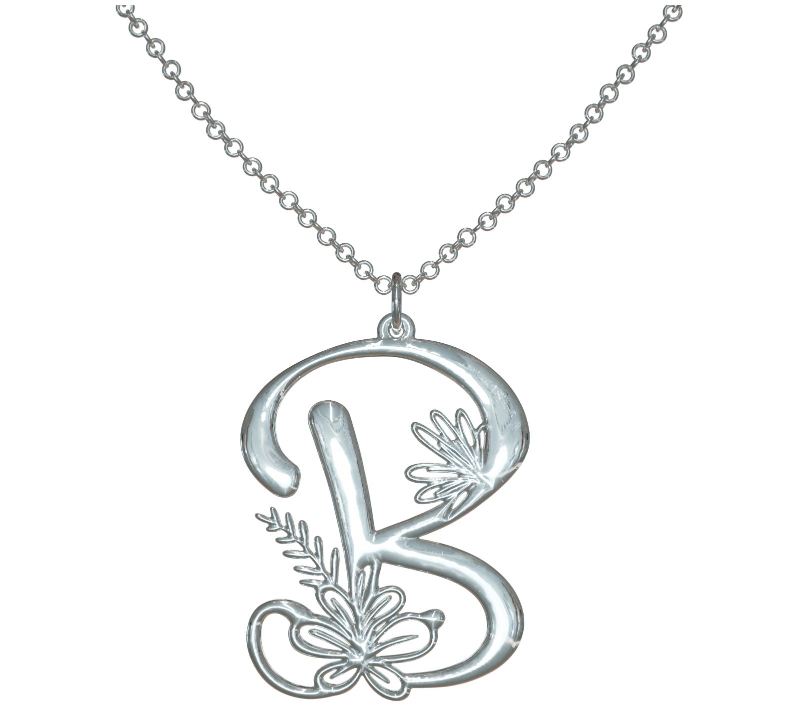 Sterling Silver Botanist Bouquet Initial Pendant w/ Chain