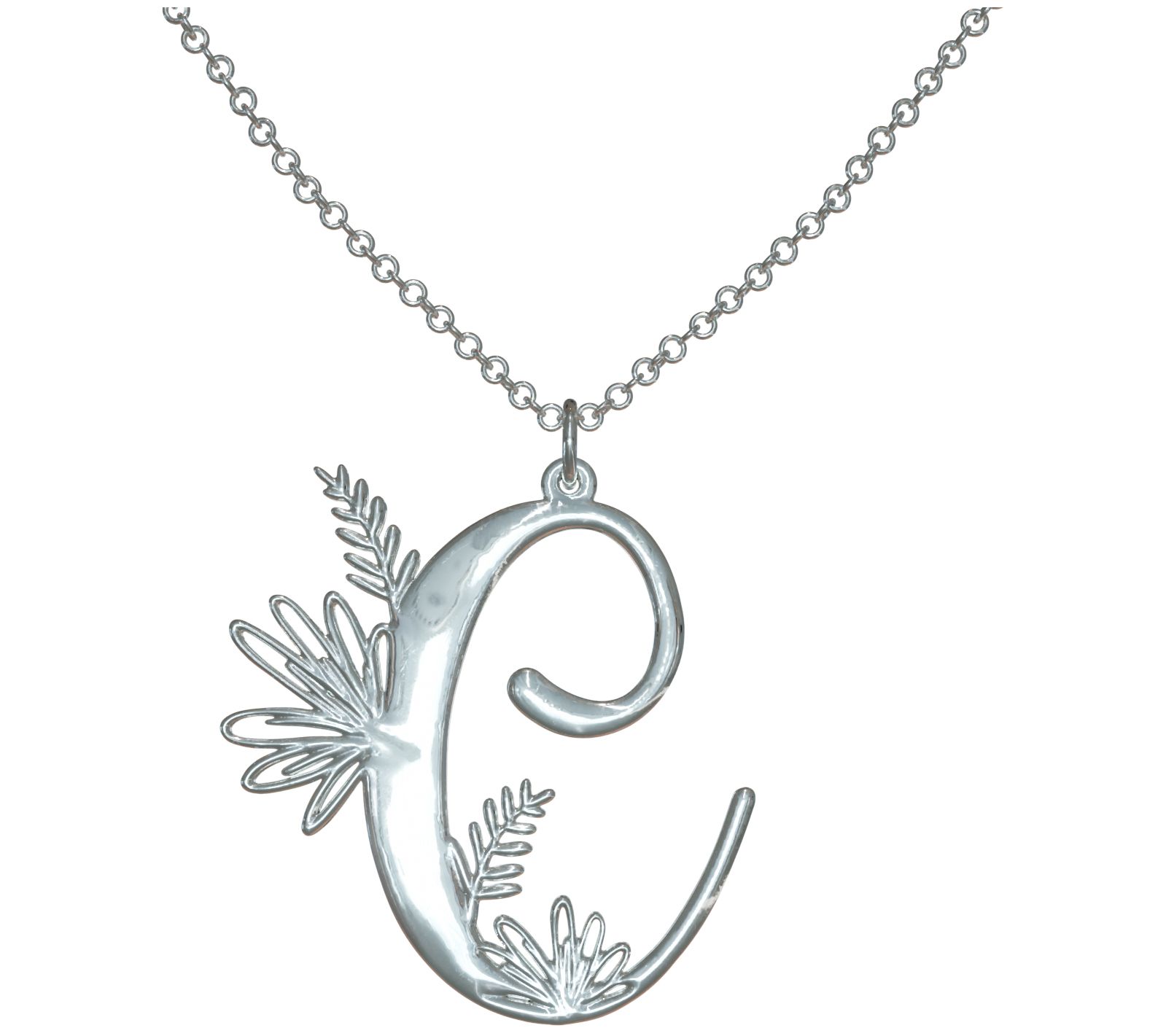 Sterling Silver Botanist Bouquet Initial Pendant w/ Chain
