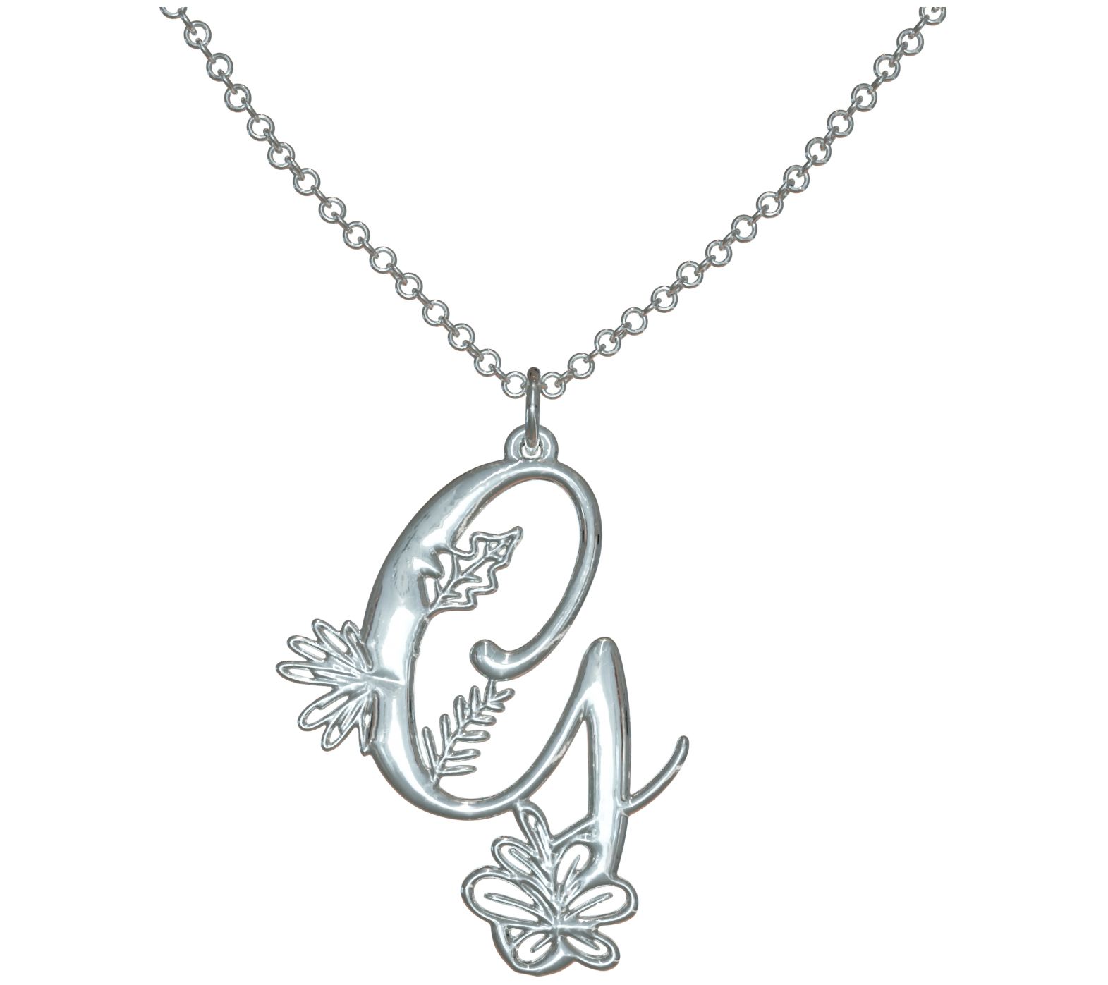 Sterling Silver Botanist Bouquet Initial Pendan t w/ Chain