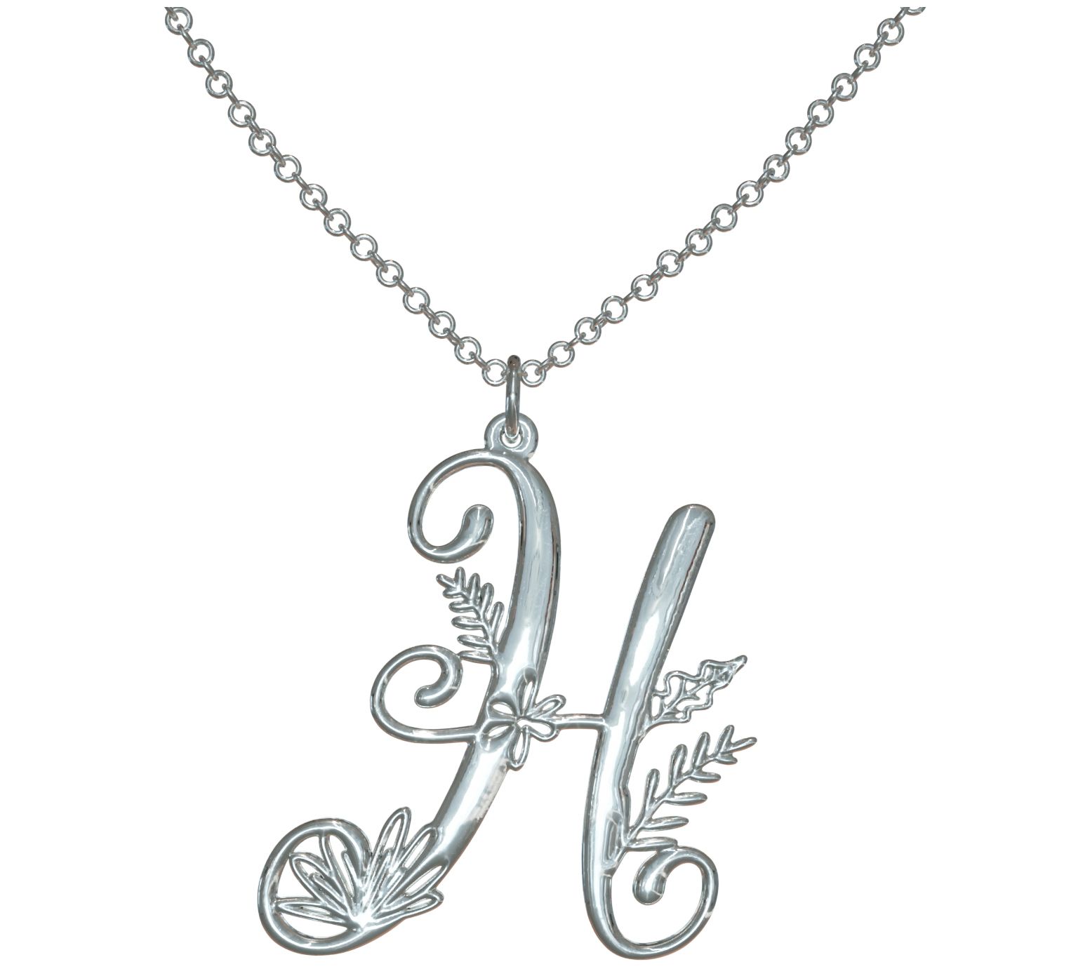 Sterling Silver Botanist Bouquet Initial Pendant w/ Chain