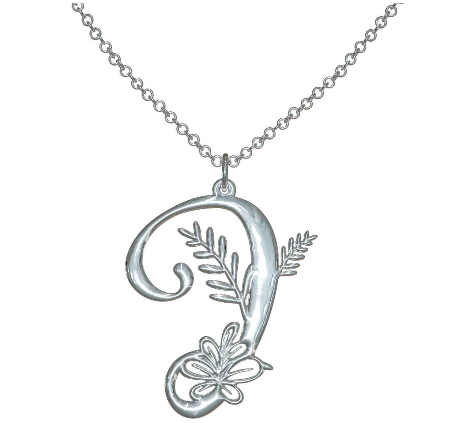 Sterling Silver Botanist Bouquet Initial Pendant w/ Chain