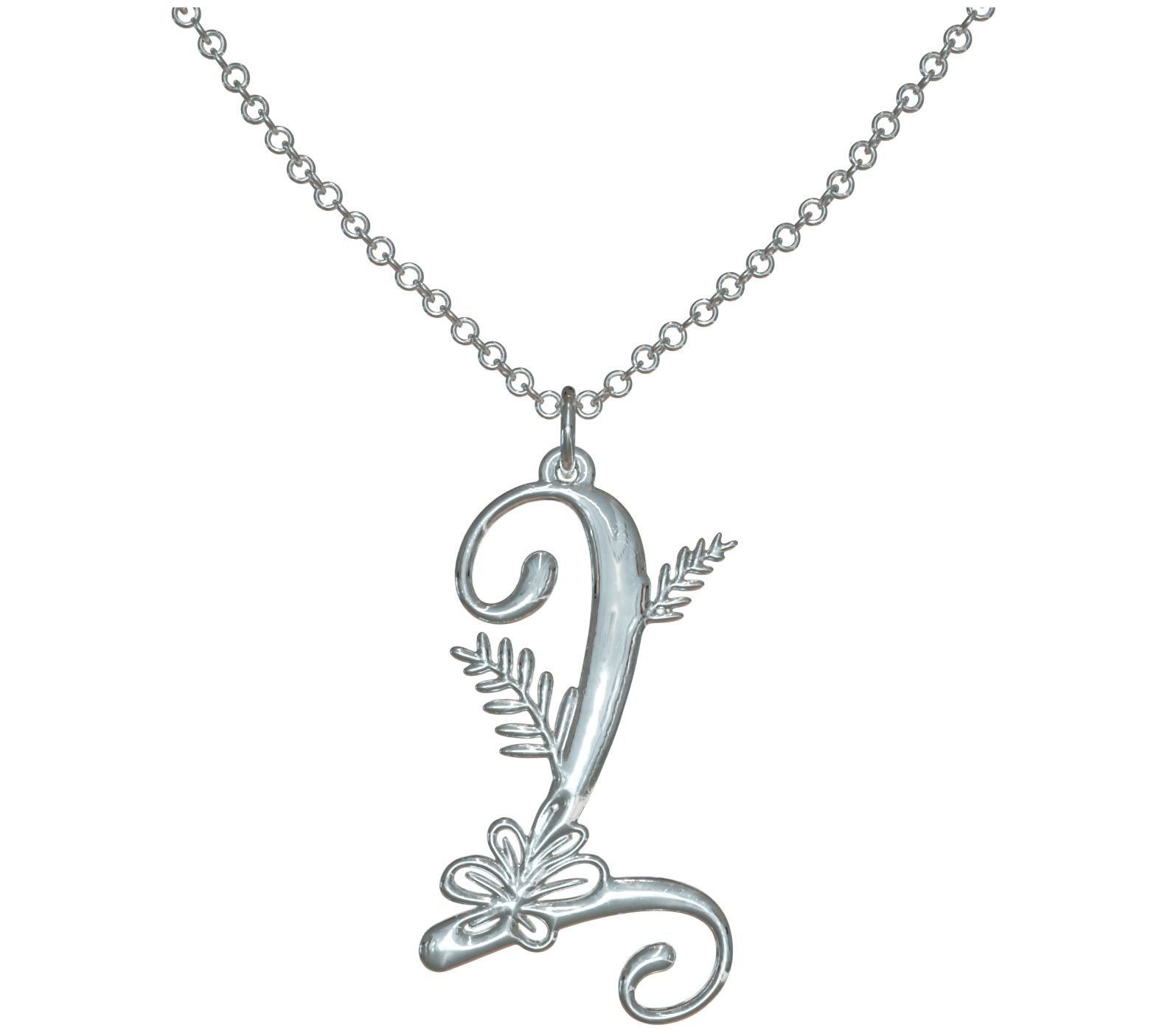 Sterling Silver Botanist Bouquet Initial Pendant w/ Chain