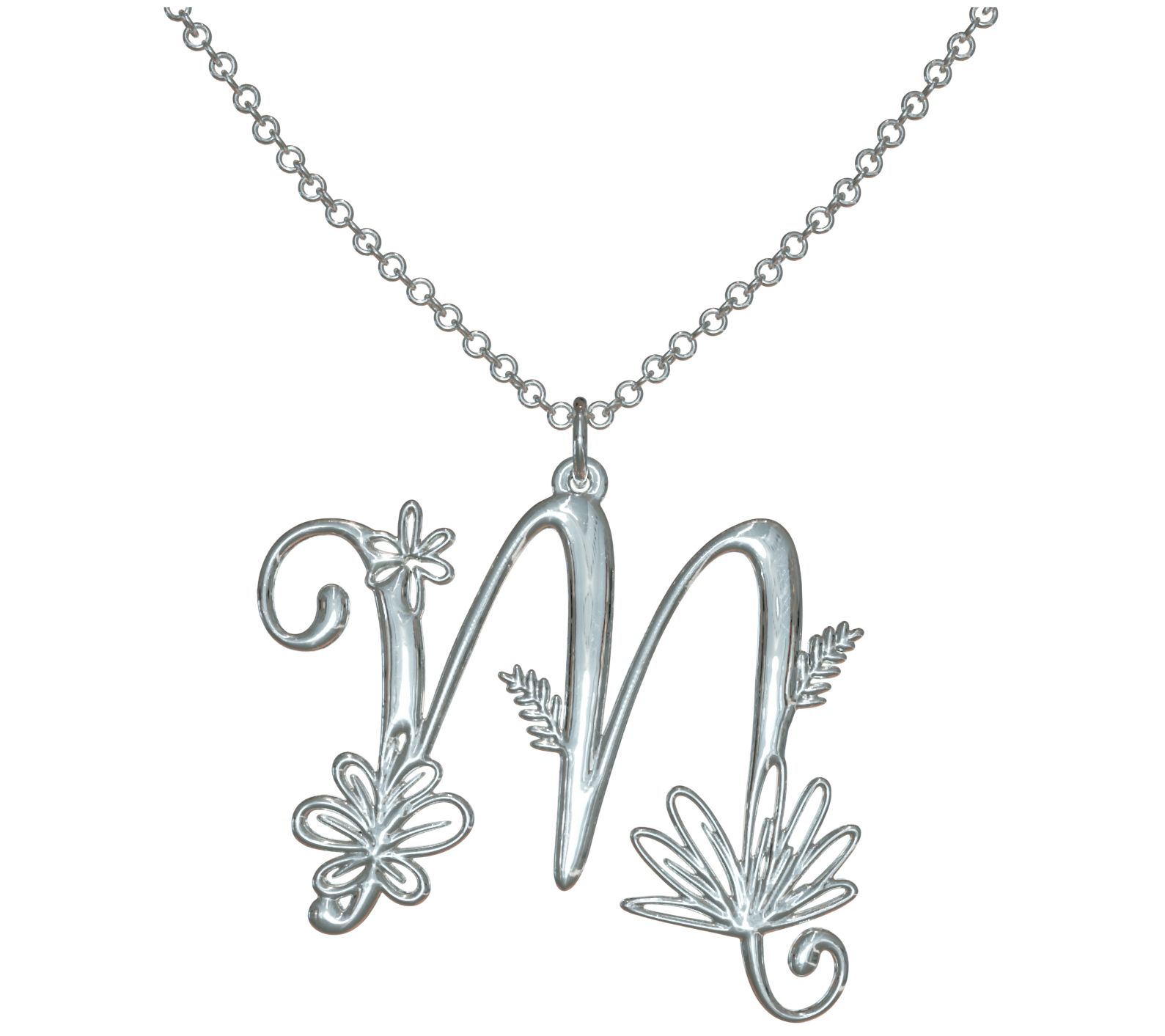 Sterling Silver Botanist Bouquet Initial Pendant w/ Chain