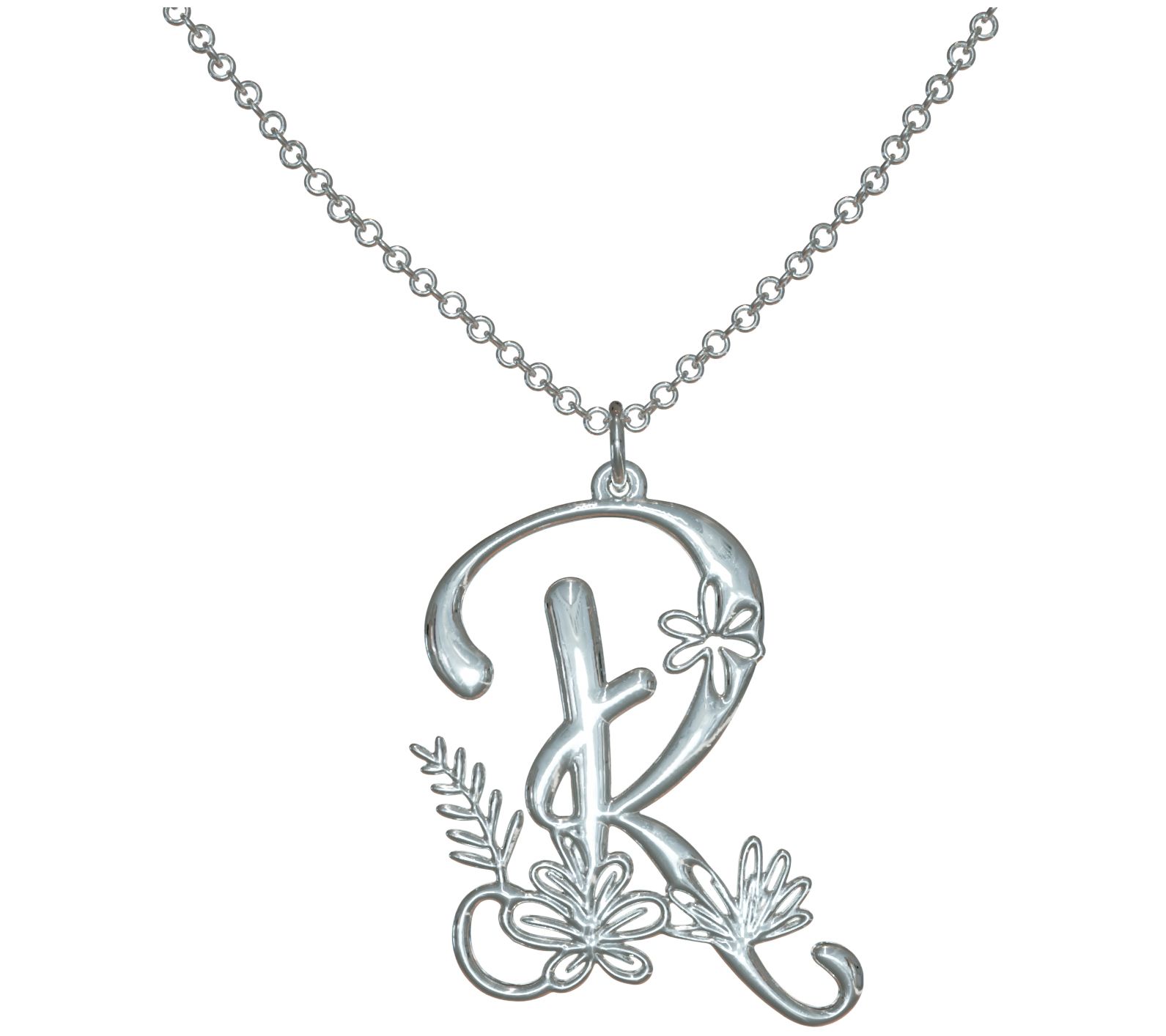 Sterling Silver Botanist Bouquet Initial Pendant w/ Chain