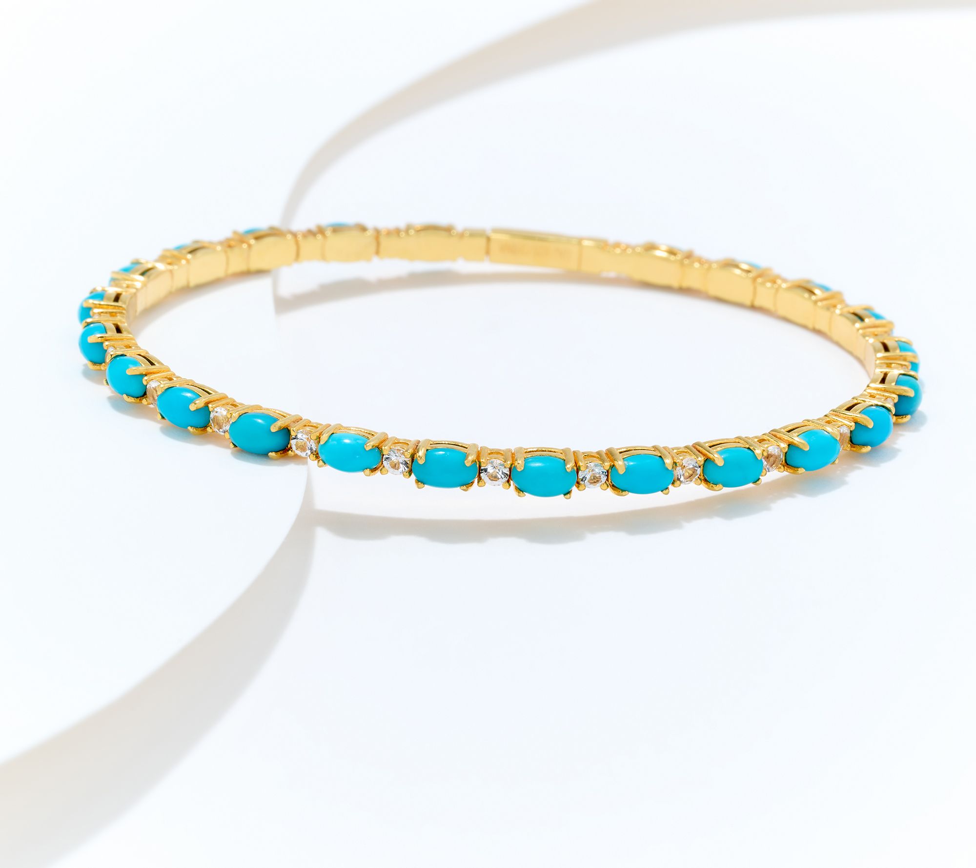 Affinity Gems Oval Gem Tennis Bangle, 14K Plated Sterling Silver