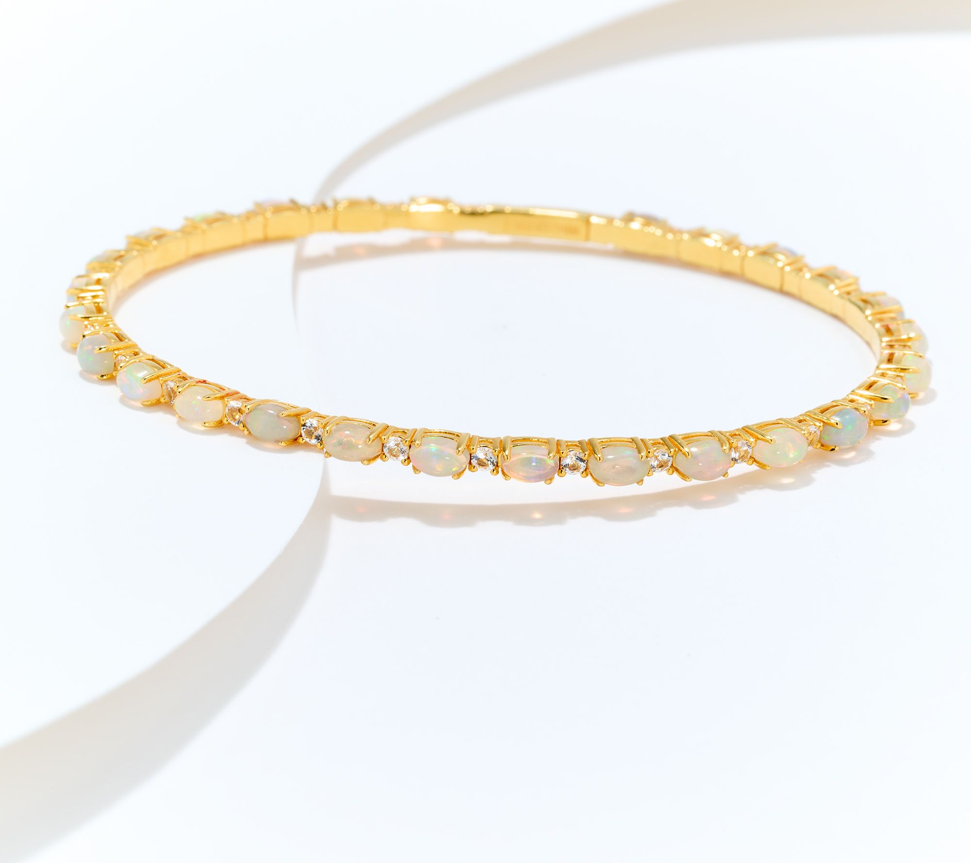 Affinity Gems Oval Gem Tennis Bangle, 14K Plated Sterling Silver