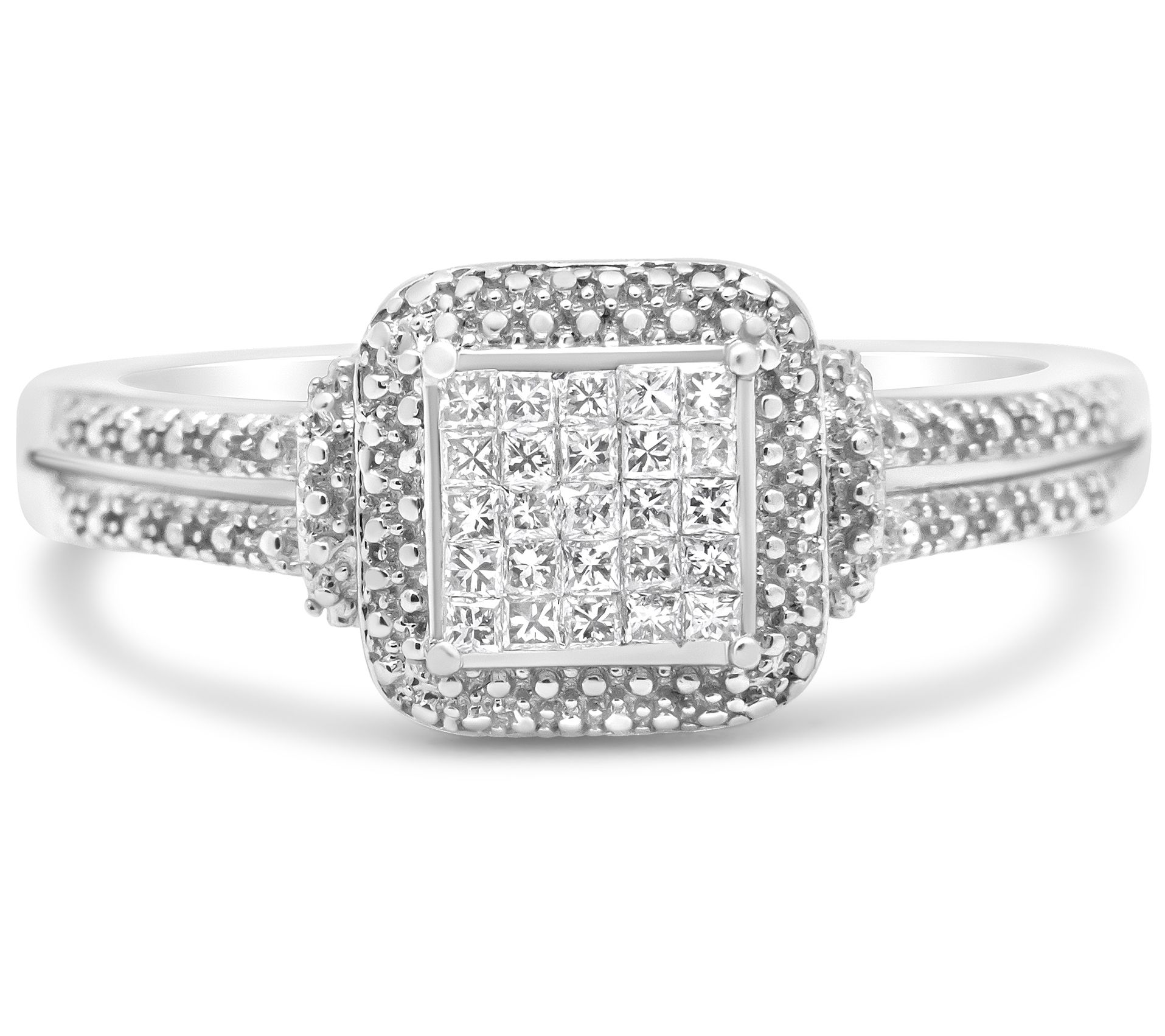 Haus of Brillia nce 0.25 Cttw P rincess Diamond Ring, Sterling