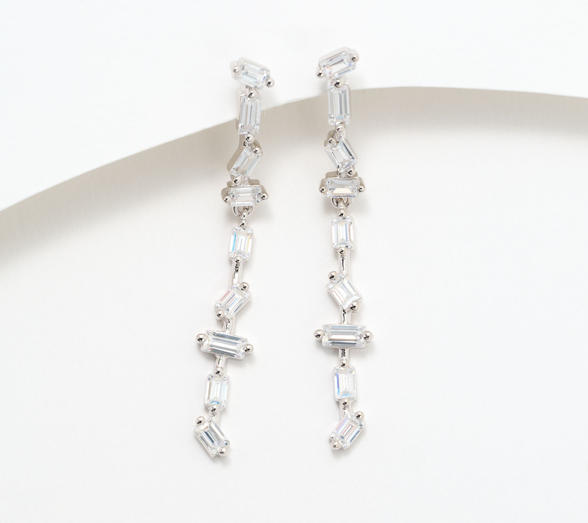 Diamonique Italia 1.5" Dangle Earrings, Sterling Silver