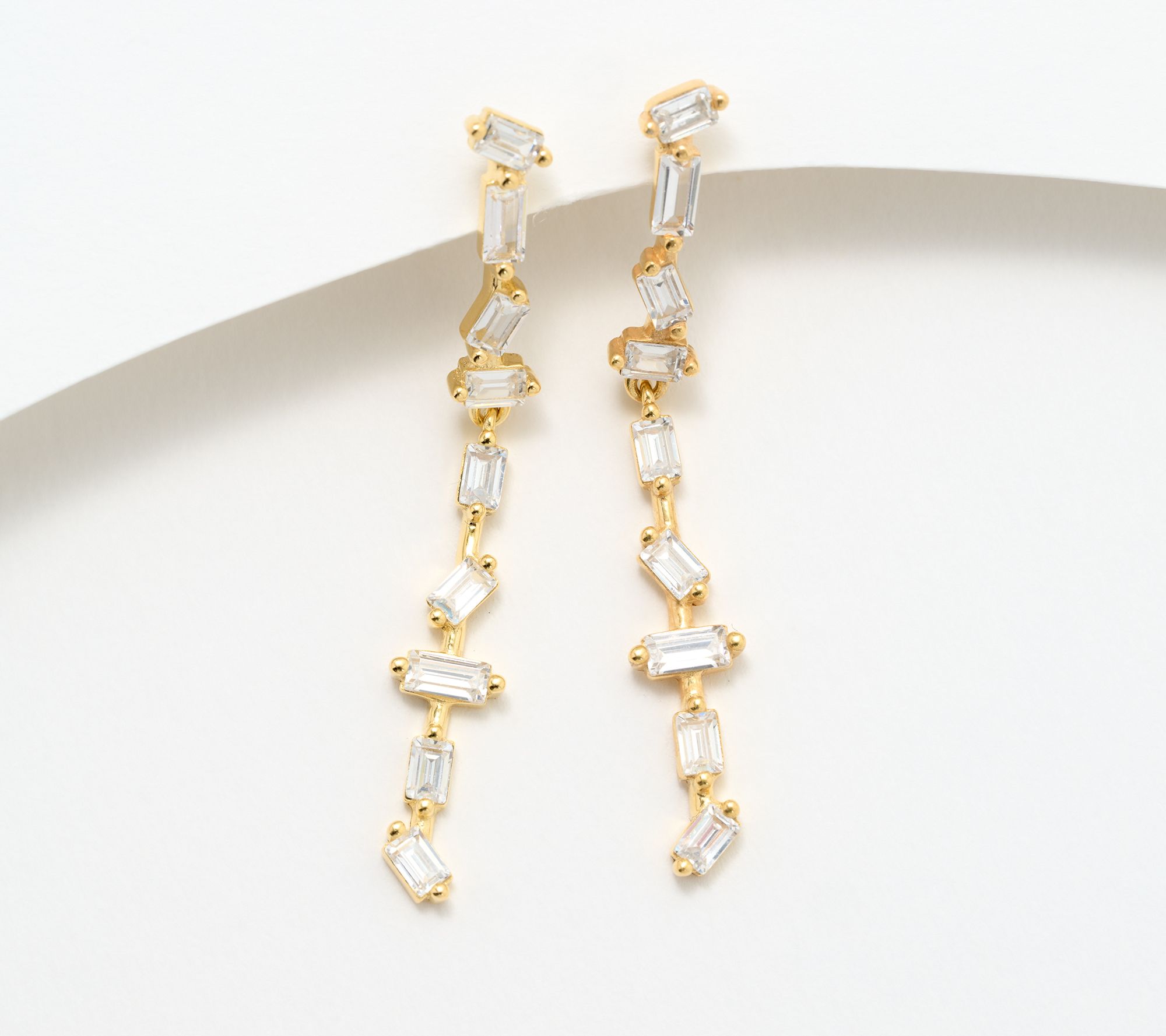 Diamonique Italia 1.5" Dangle Earrings, Sterling Silver