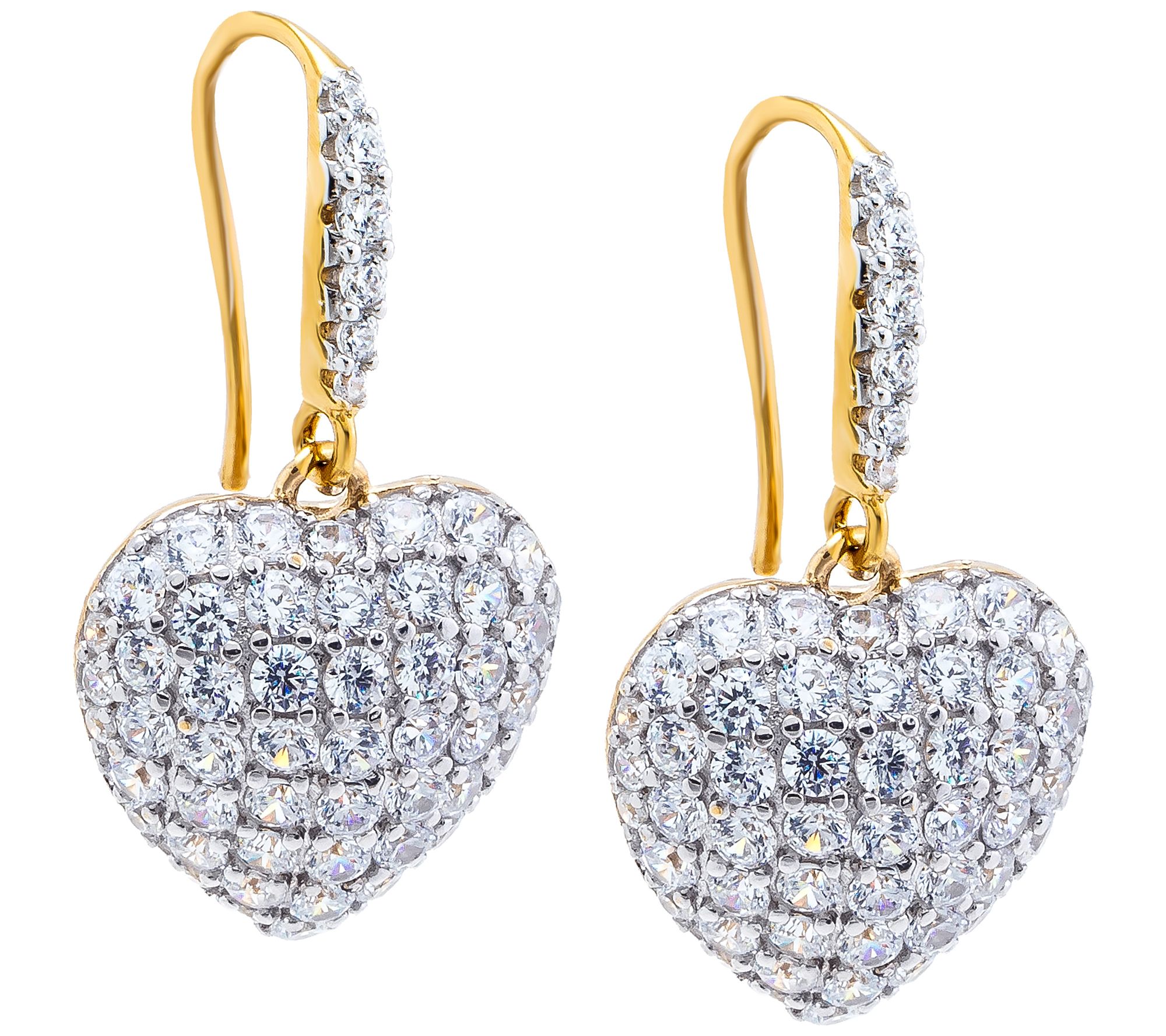 Diamonique x Jennifer Miller Heart Pave Earrings, Sterling - QVC.com