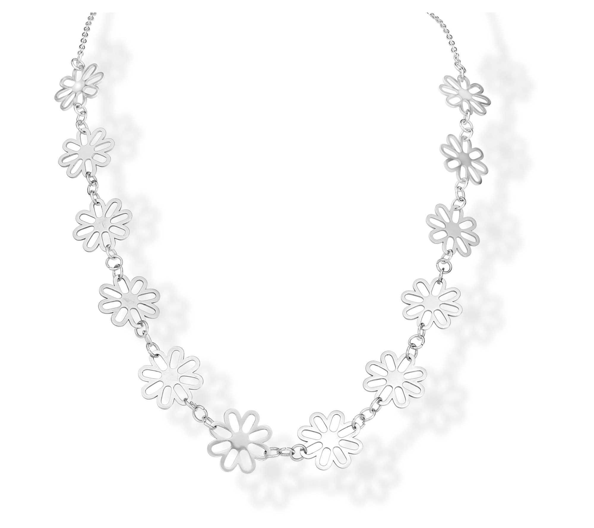 Steel by Design Floral Station Necklace