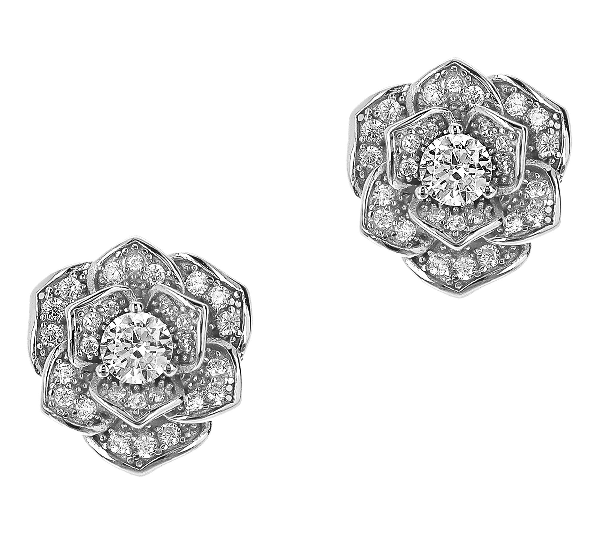David Markstein Sterling CZ Flower Earrings