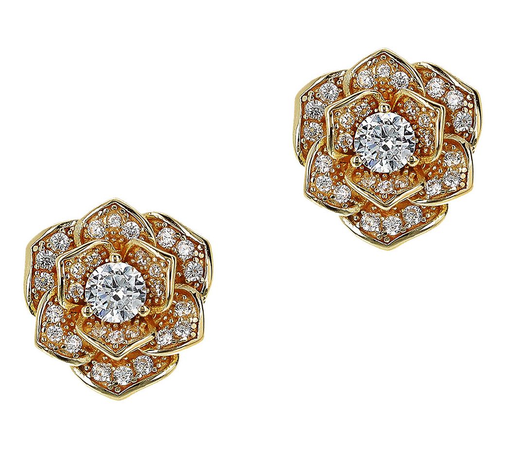 David Markstein Sterling CZ Flower Earrings
