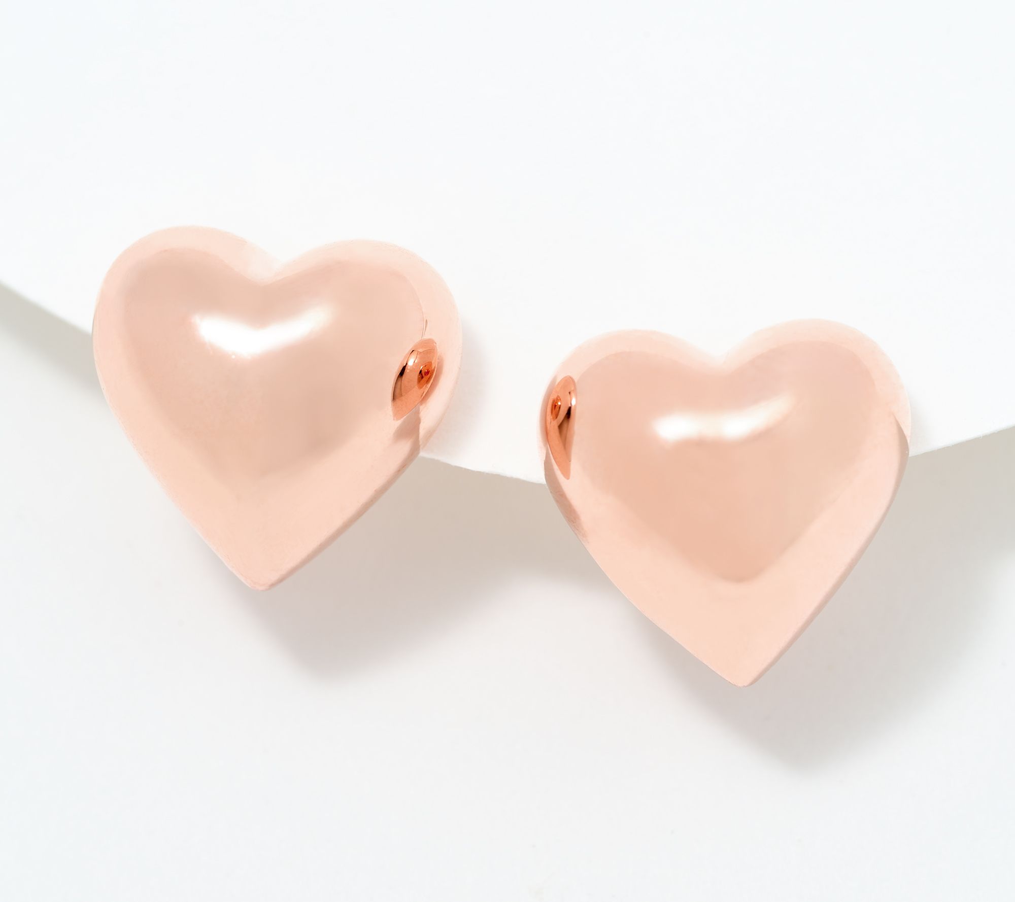 Silver Style Bold Puffy Heart Stud Earrings, Sterling Silver
