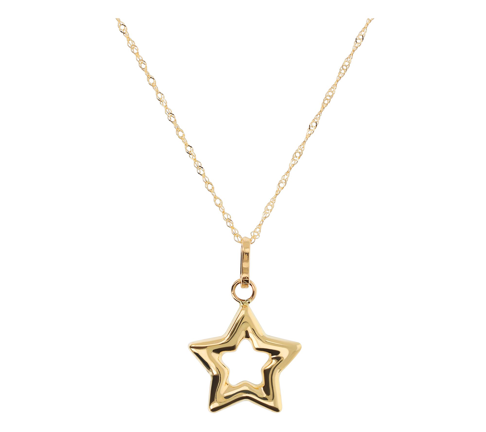 Italian Gold Star Pendant w/ Chain, 14K