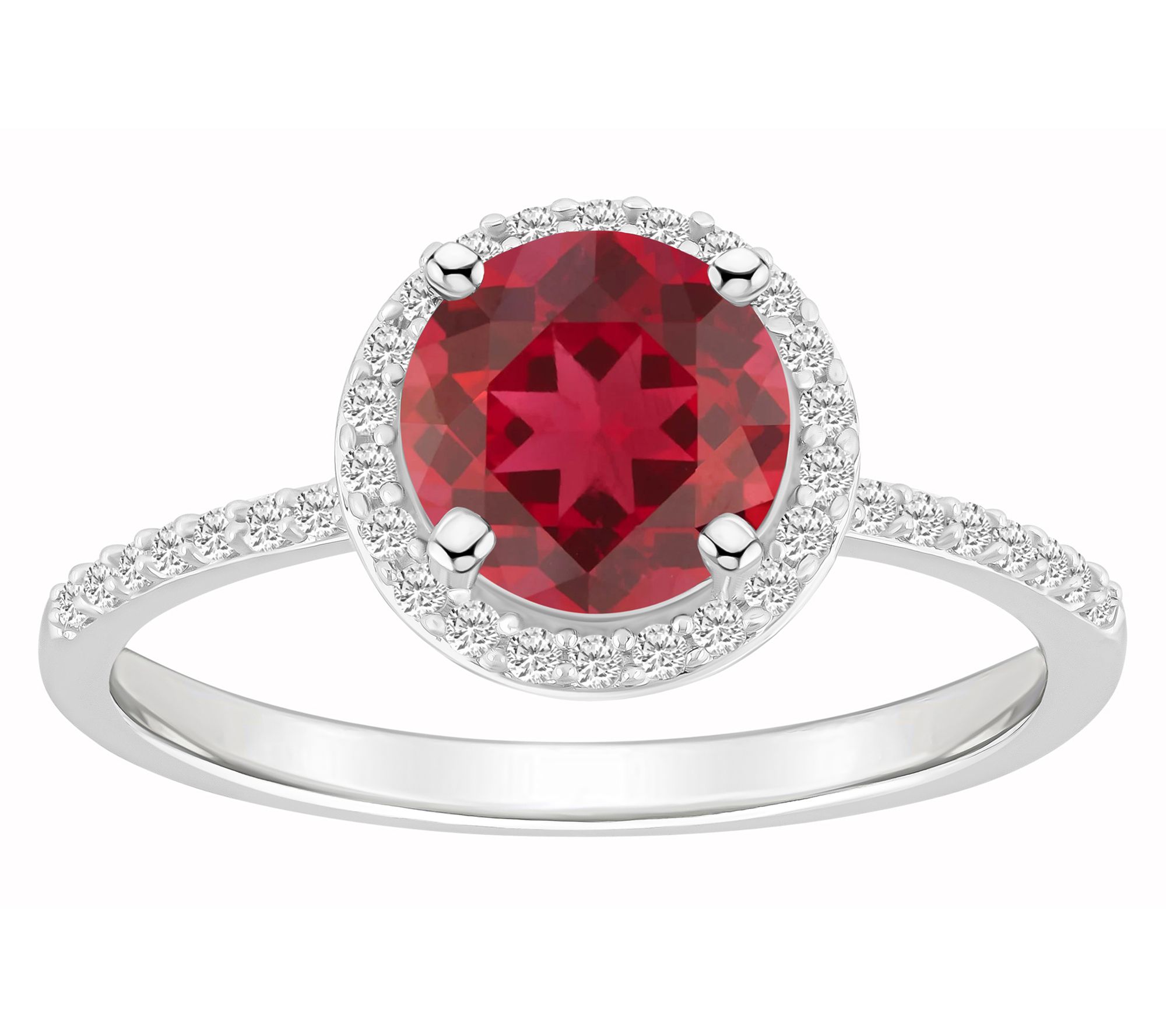 Affinity Gems Round Created Gemstone Ring, 10KWhite Gold