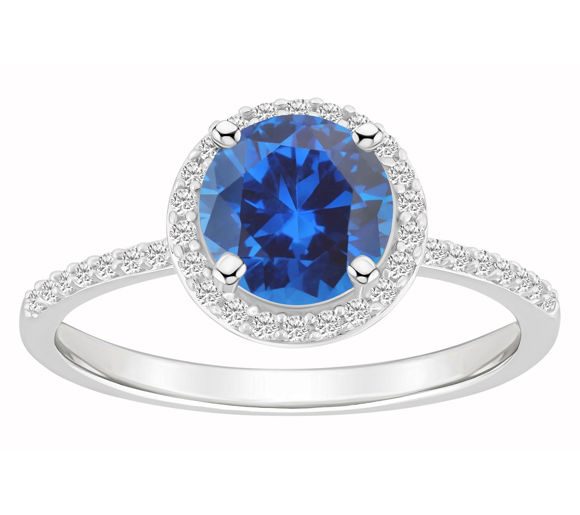 Affinity Gems Round Created Gemstone Ring, 10KWhite Gold