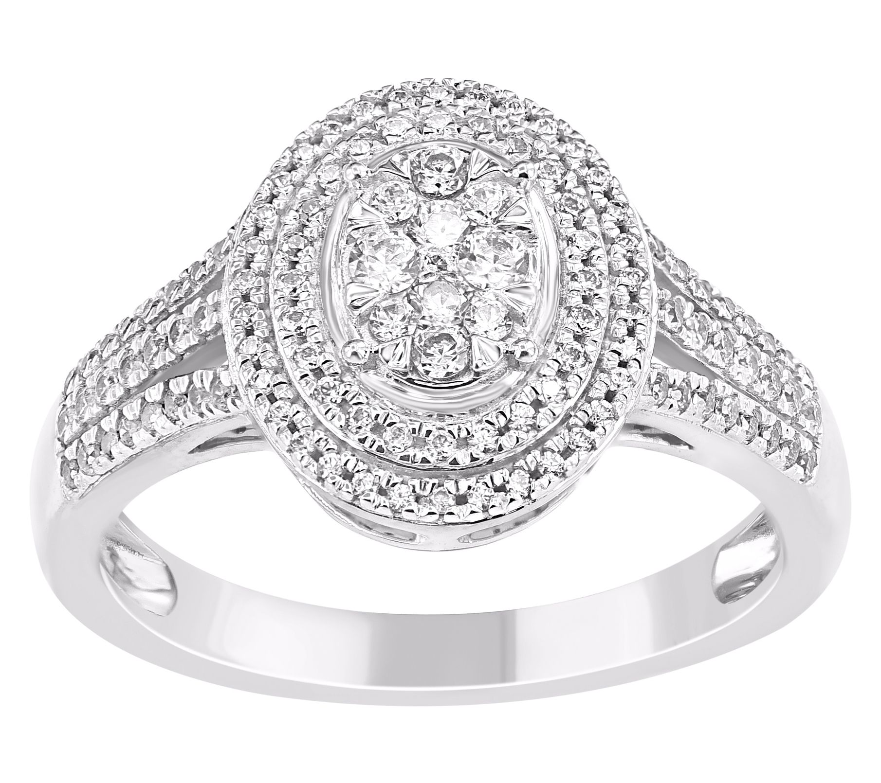 Affinity Diamonds 0.50 cttw Double Halo Ring, Sterling Silver