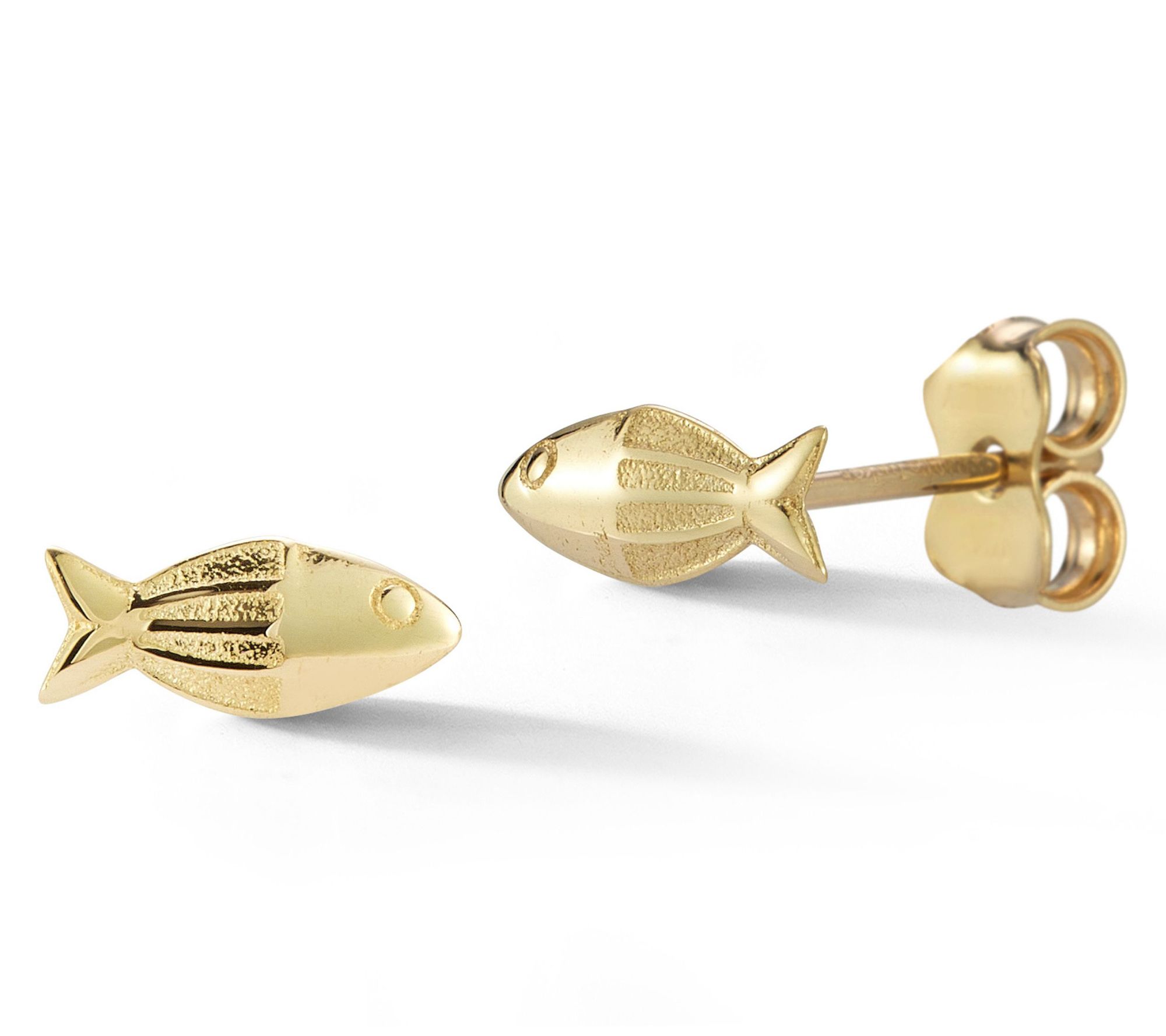 Luminosa Gold Dainty Fish Stud Earrings, 14K