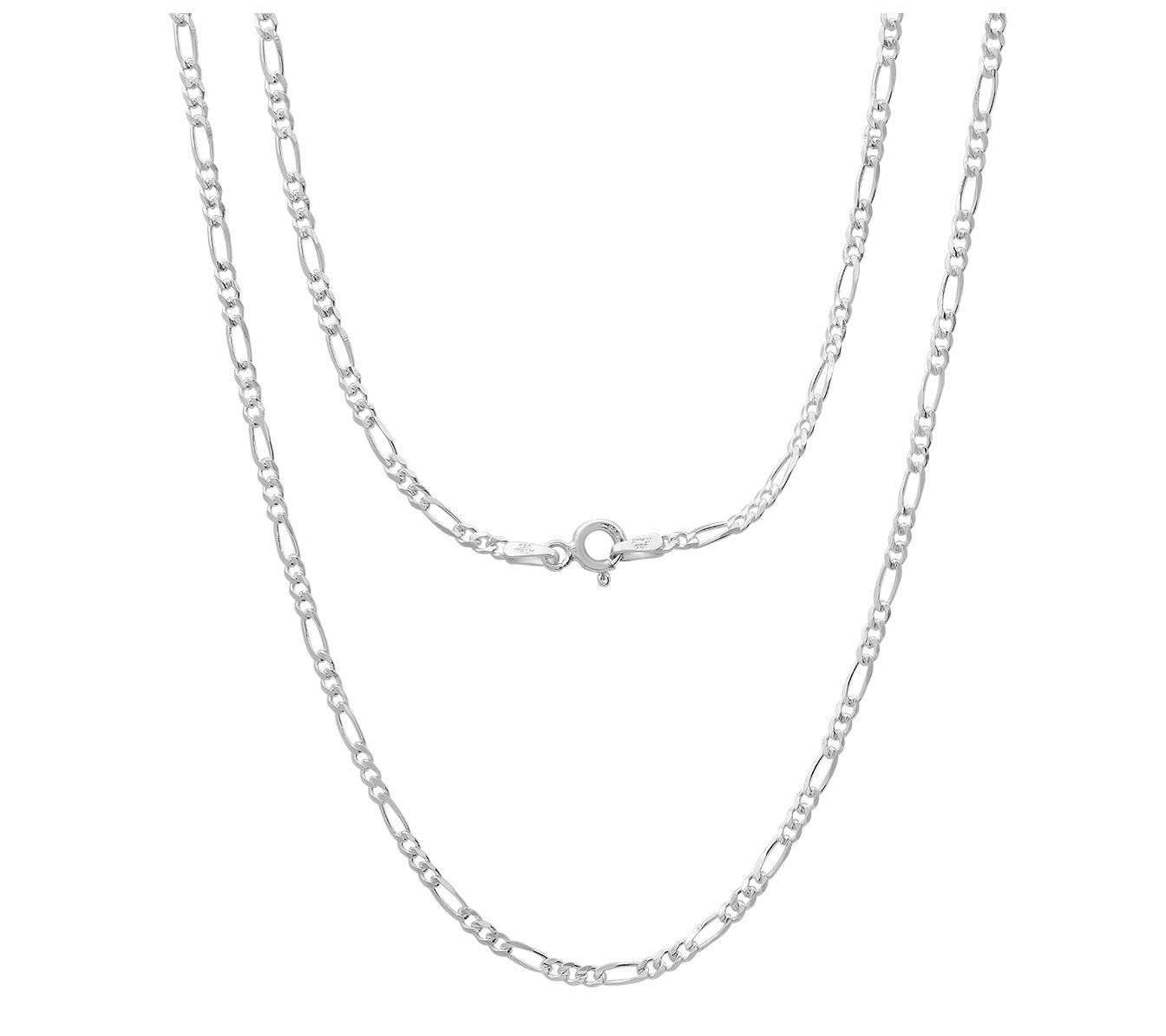 Silver Style Unisex Figaro Chain Necklace, Sterling