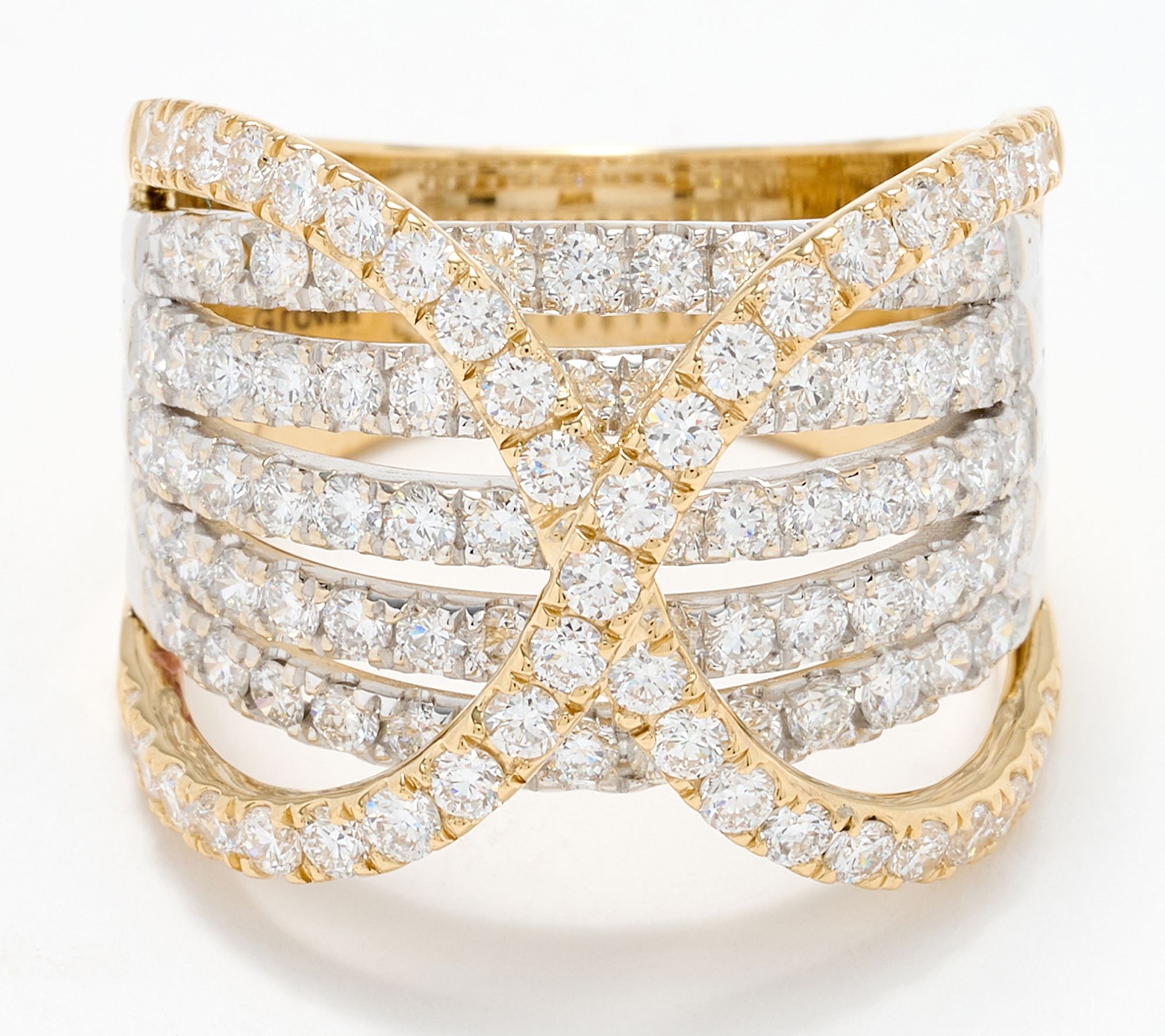 Effy Lab Grown Diamond 14K Yellow & White Gold Band Ring
