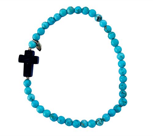 Alkeme 10K Gold Gemstone Bead & Cross Bracelet
